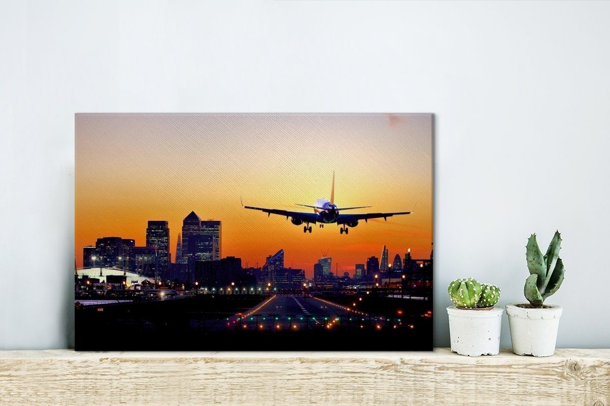 Wanddeko, (1 London, OneMillionCanvasses® in landet St), Leinwandbild cm Leinwandbilder, Aufhängefertig, 30x20 Wandbild Flugzeug