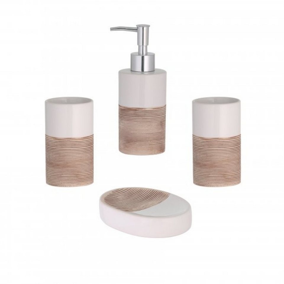 axentia Badaccessoire-Set Bad-Set Rimini, 4-teilig, beige 128405, 1