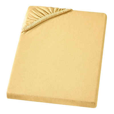 Spannbettlaken Spannbetttuch gelb gold 90x200 cm 100x200 cm Jersey Baumwolle 