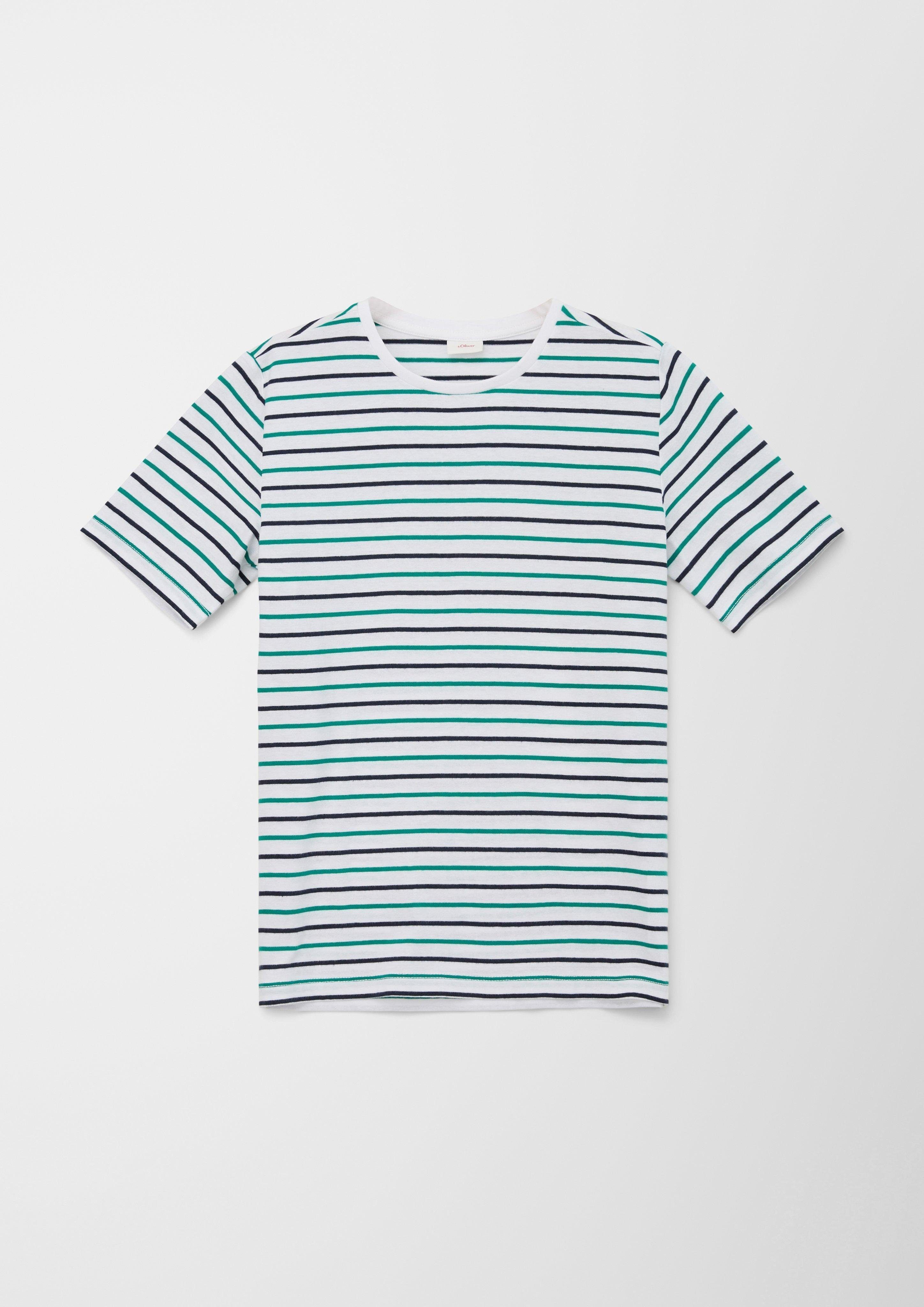 in mit Streifen, Baumwolle, Jersey, Kurzarmshirt schwerer weich, T-Shirt aus Qualität s.Oliver