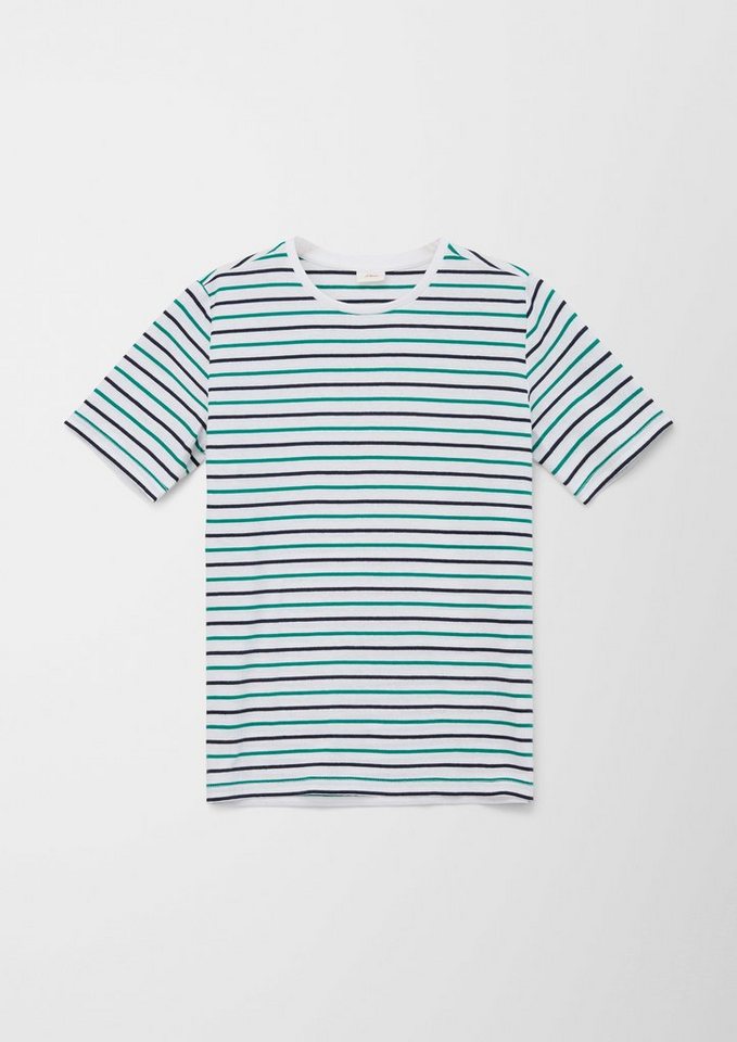 s.Oliver Kurzarmshirt T-Shirt mit Streifen, Baumwolle, weich, aus Jersey,  in schwerer Qualität