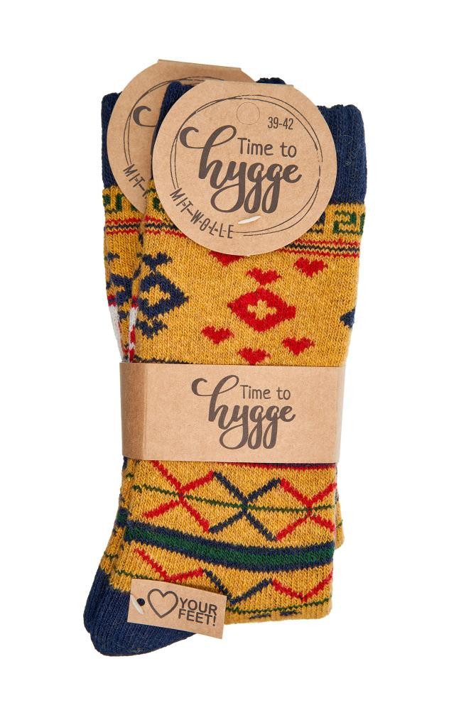 FussFreunde Socken 2 Paar Hygge Wollsocken, kuschelige Norwegersocken für Damen & Herren (2 Paar) schwere Frotteequalität, Spitze und Ferse verstärkt