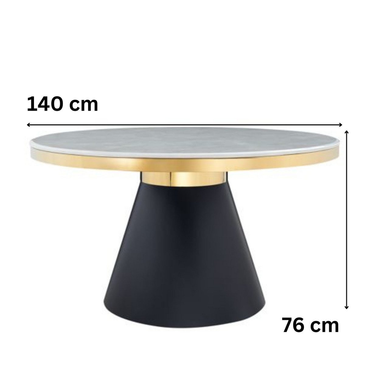 alesvelt Esstisch Rovigo Esstisch Eleganz in Marmoroptik und Matt Schwarz Ø 140 x 76 cm (1-Tisch), 140 x 76 cm