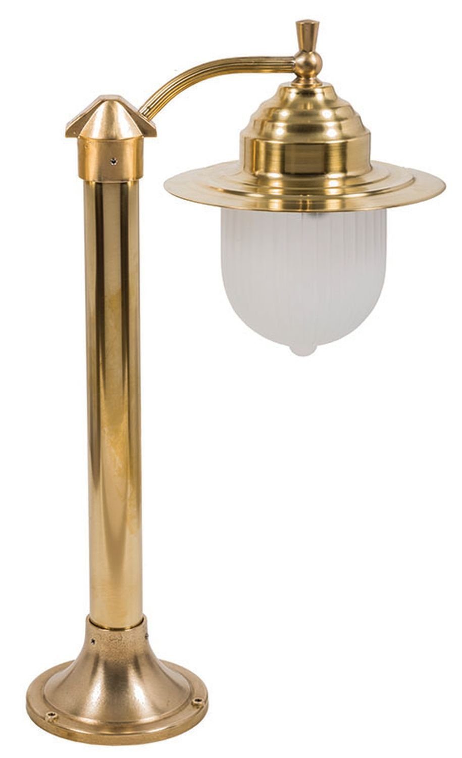 Licht-Erlebnisse Außen-Stehlampe PEONIA, ohne Leuchtmittel, Standlampe Messing Glas H:50cm wetterfest Laterne Terrasse Weg