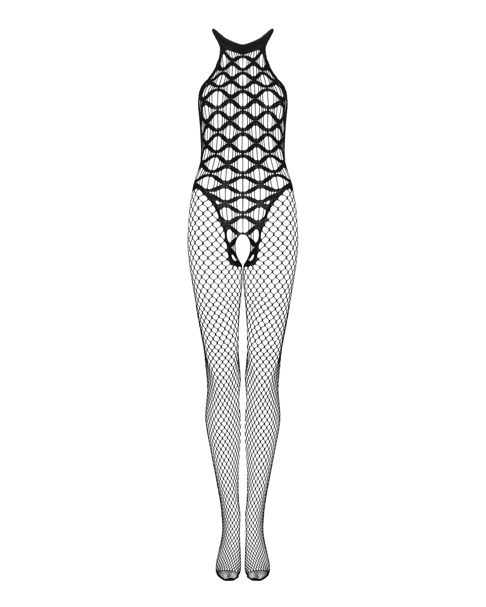 Bodystocking Bodystocking schwarz Catsuit ouvert Netz