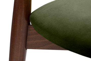 Konsimo Holzstuhl RABI Esstischstuhl Küchenstuhl Esszimmer Stuhl Walnuss (1 Stk Packung, 1 St), Gestell aus Buche Massivholz, Strapazierfähiger Veloursitz