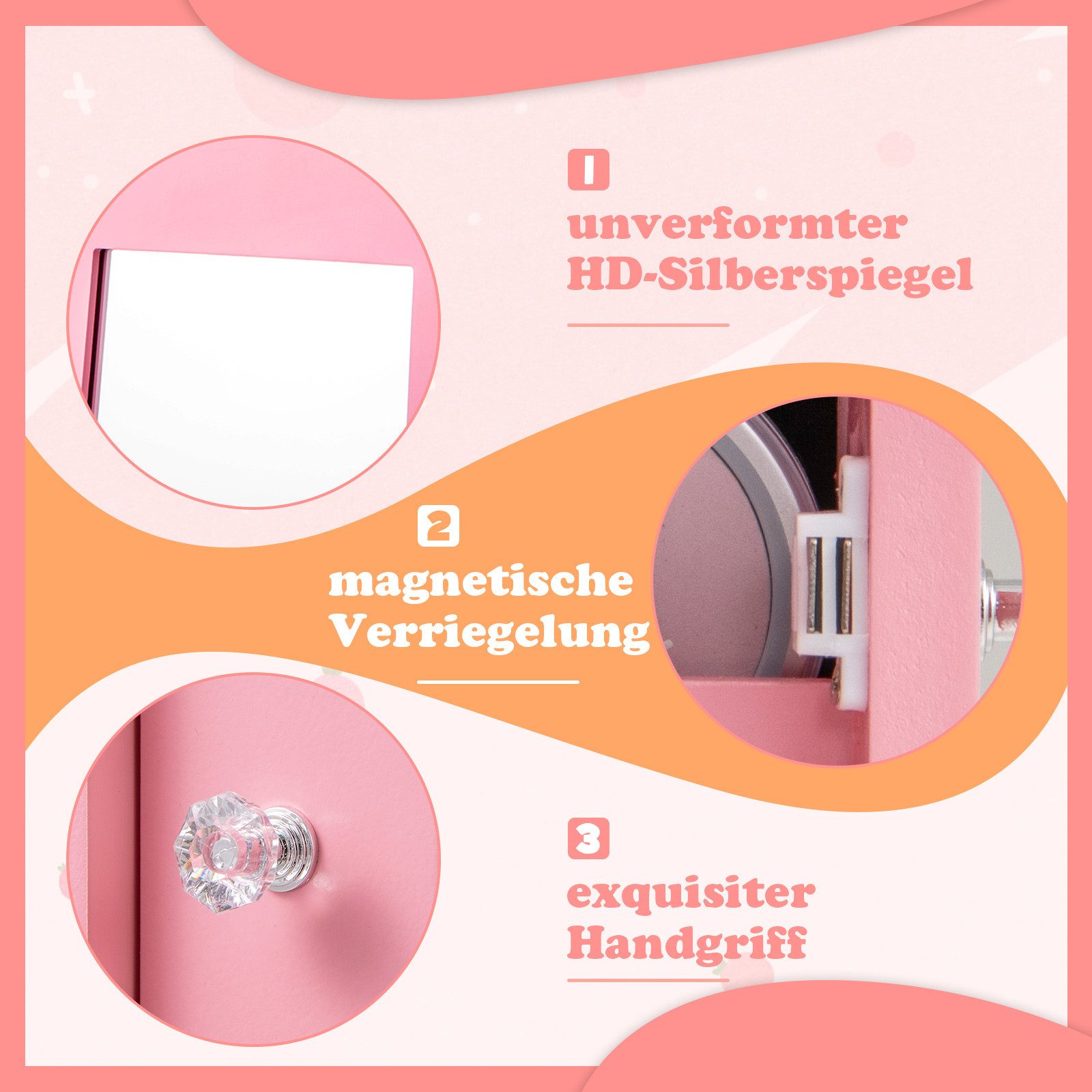 COSTWAY Schmuckschrank für Kinder mit Drehsockel, günstig online kaufen