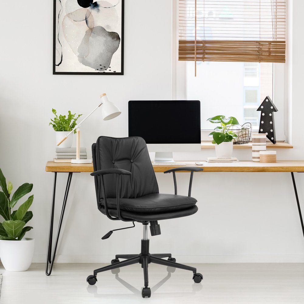 Home Kunstleder ergonomisch SMALLO Drehstuhl Office hjh St), Schreibtischstuhl Bürostuhl Schwarz OFFICE (1