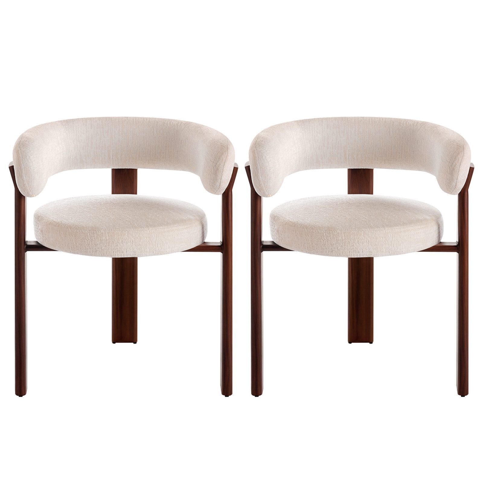 DITAIX Polsterstuhl 2er Set Esszimmerstühle Mid Century (2 St), mit Gebogener Rückenlehne & Metallgestell