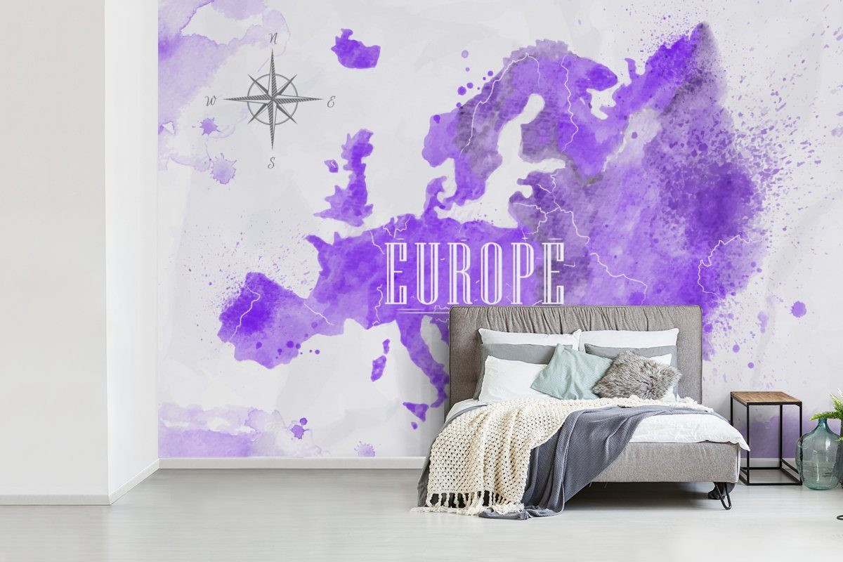 MuchoWow Wallpaper Wohnzimmer, bedruckt, Tapete Farbe, für Europa Kinderzimmer, Fototapete St), Matt, (6 - - Vinyl Schlafzimmer, Weltkarte