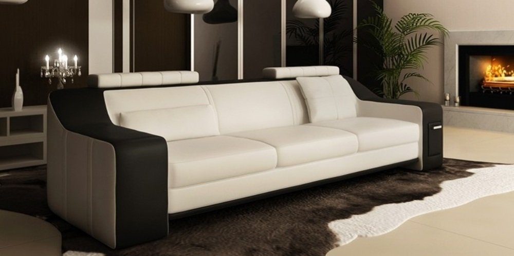 JVmoebel Sofa Schwarz-weiße Sofagarnitur luxus Design 3+2+1 Sitzer Modern Neu, Made in Europe