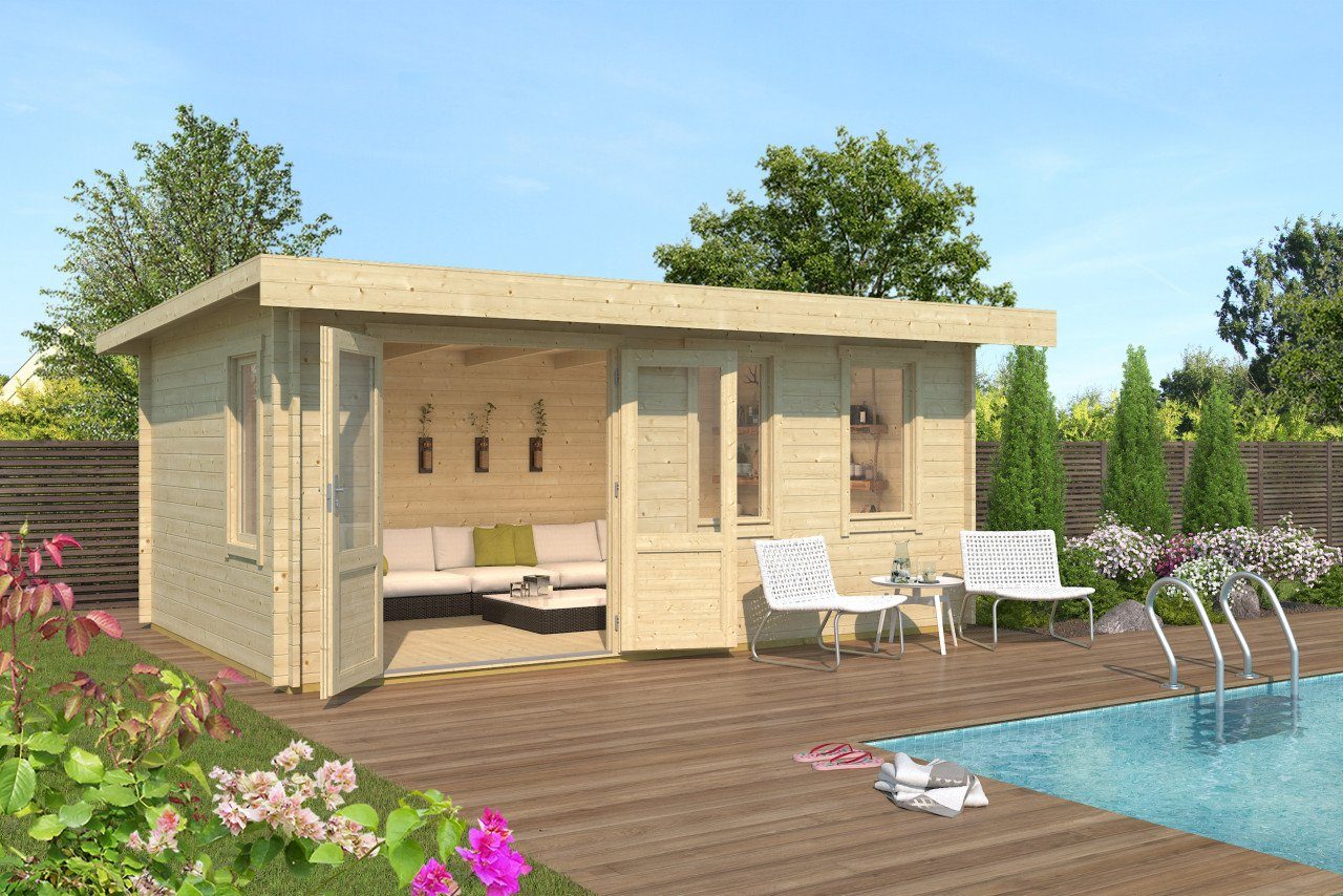 LASITA MAJA Gartenhaus Pultdach 5x4m Holz Baruda 53 in 40mm Wandstärke, BxT: 526x346 cm, mit Premium Dachbahn selbstklebend