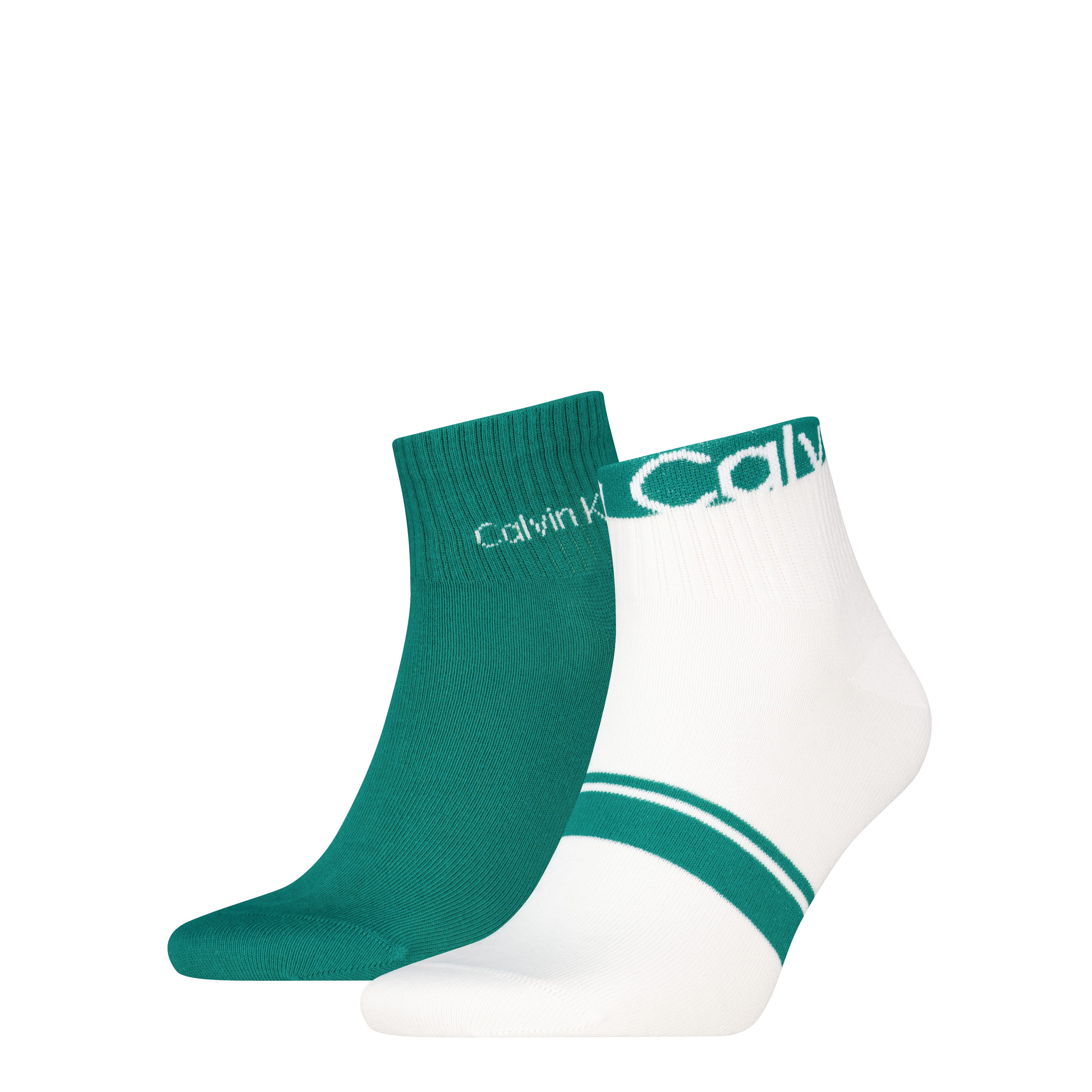 Calvin Klein Kurzsocken CK MEN QUARTER LOGO STRIPE (2 Paar) mit breitem Rippenbündchen, Cotton-Mix