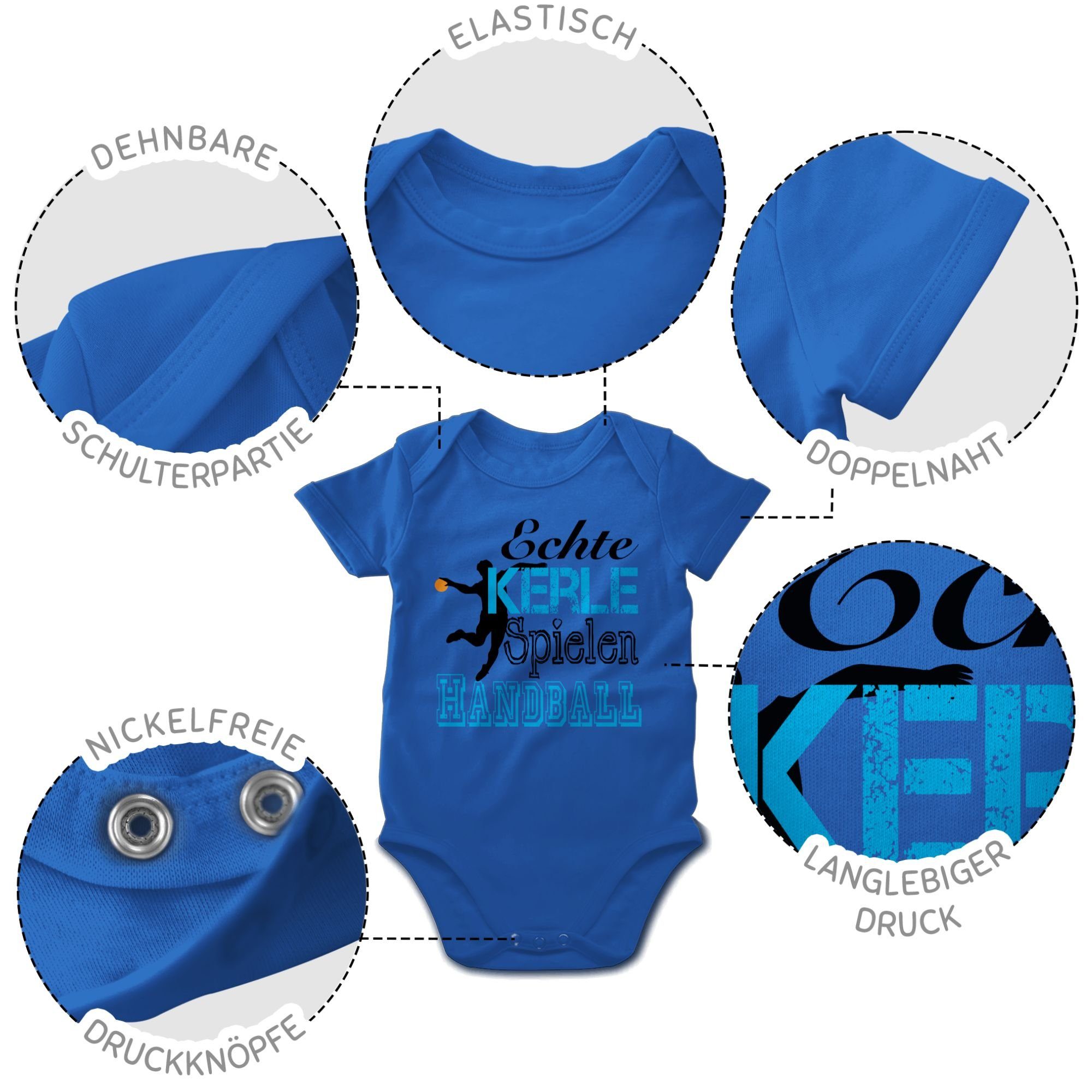 1 Echte Kerle Shirtbody Royalblau & Shirtracer Baby Sport Bewegung Spielen Handball