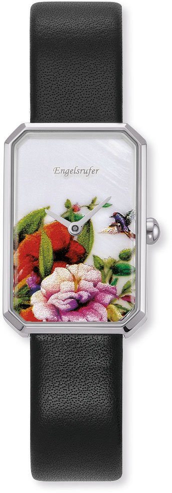 Engelsrufer Quarzuhr Flower ERWA-FLOWER1-LBK1-RS, Armbanduhr, Damenuhr, Lederarmband, analog
