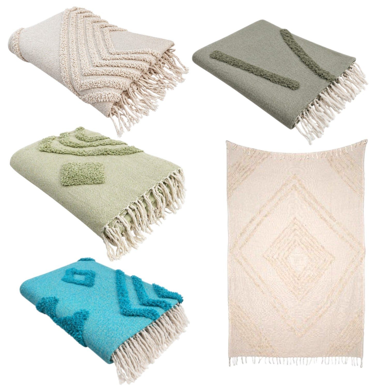 Wohndecke Winter Kuscheldecke mit Fransen » Ibiza Style Wolldecke, VewoTex, 100% Baumwolle » Wohndecke im Boho Style » Couchdecke 130x170cm – Bild 2 von 5