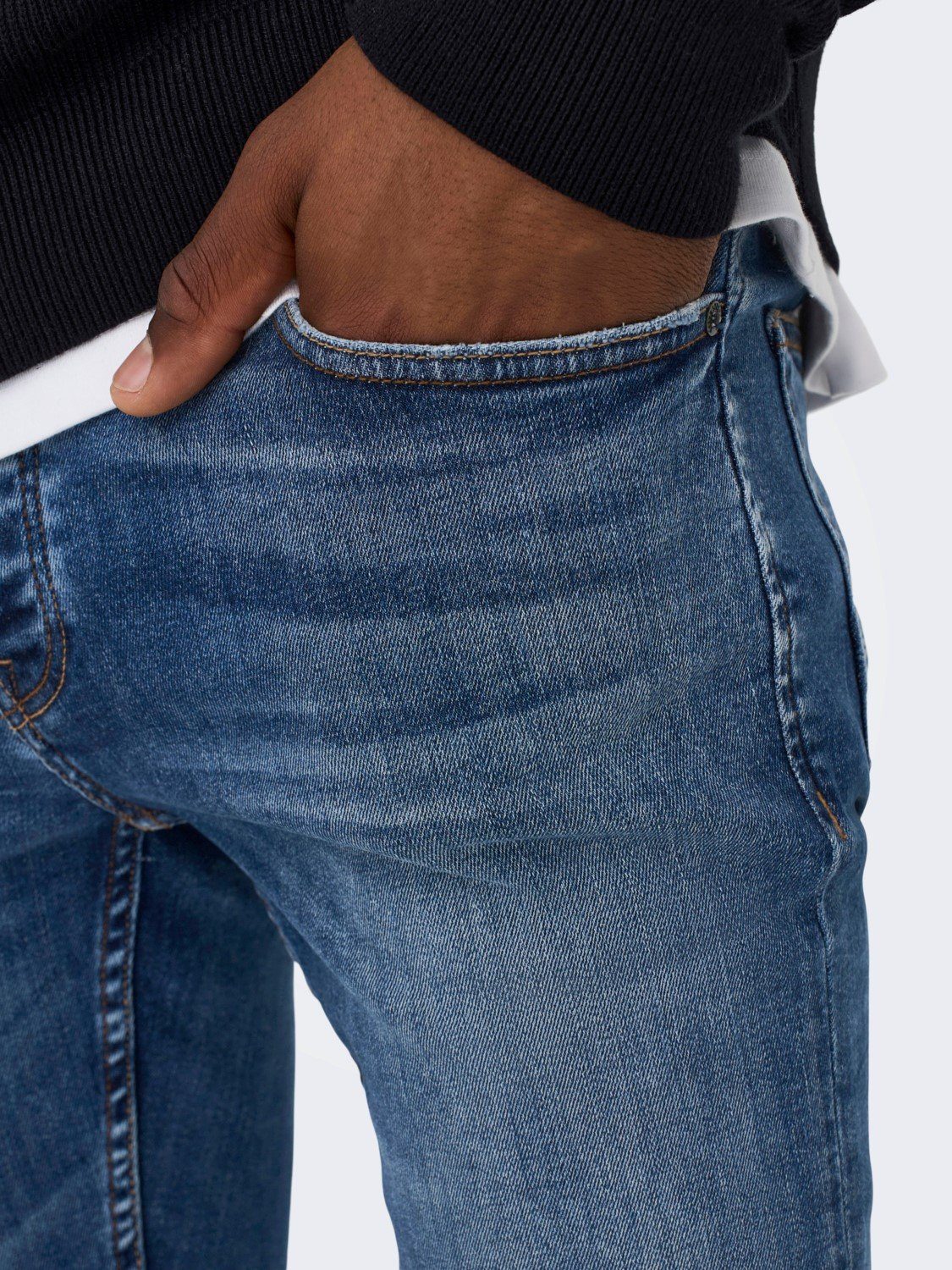 ONLY & Pants Hose ONSWARP Fit SONS Jeans Denim Basic Slim-fit-Jeans Washed (1-tlg) Blau-2 Skinny 3977 Stoned in