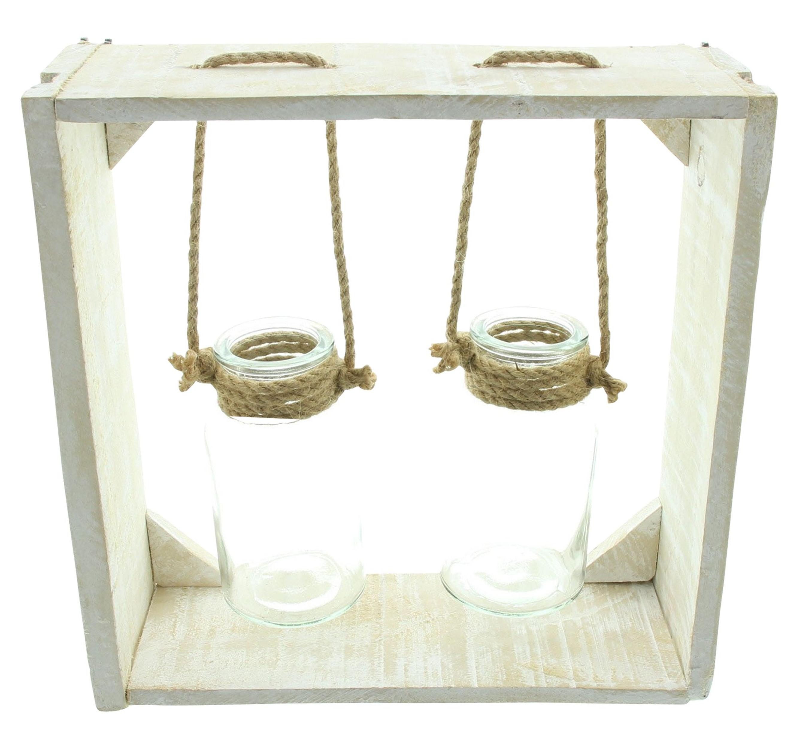Dekovase Holzrahmen Väschen 2 Glasvasen – Vasenhalter