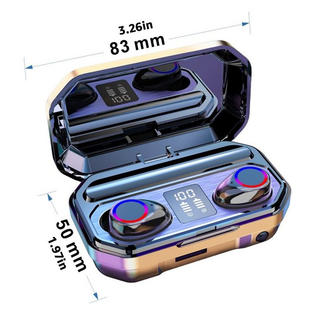 MOOHO TWS Bluetooth Kopfhörer 2000mah Kabellos Earbuds Sportkopfhörer In-Ear-Kopfhörer (Touch Control, Rauschunterdrückung, CVC8.0, Google Assistant, Siri, Bluetooth, LED Anzeige, True-Wireless)