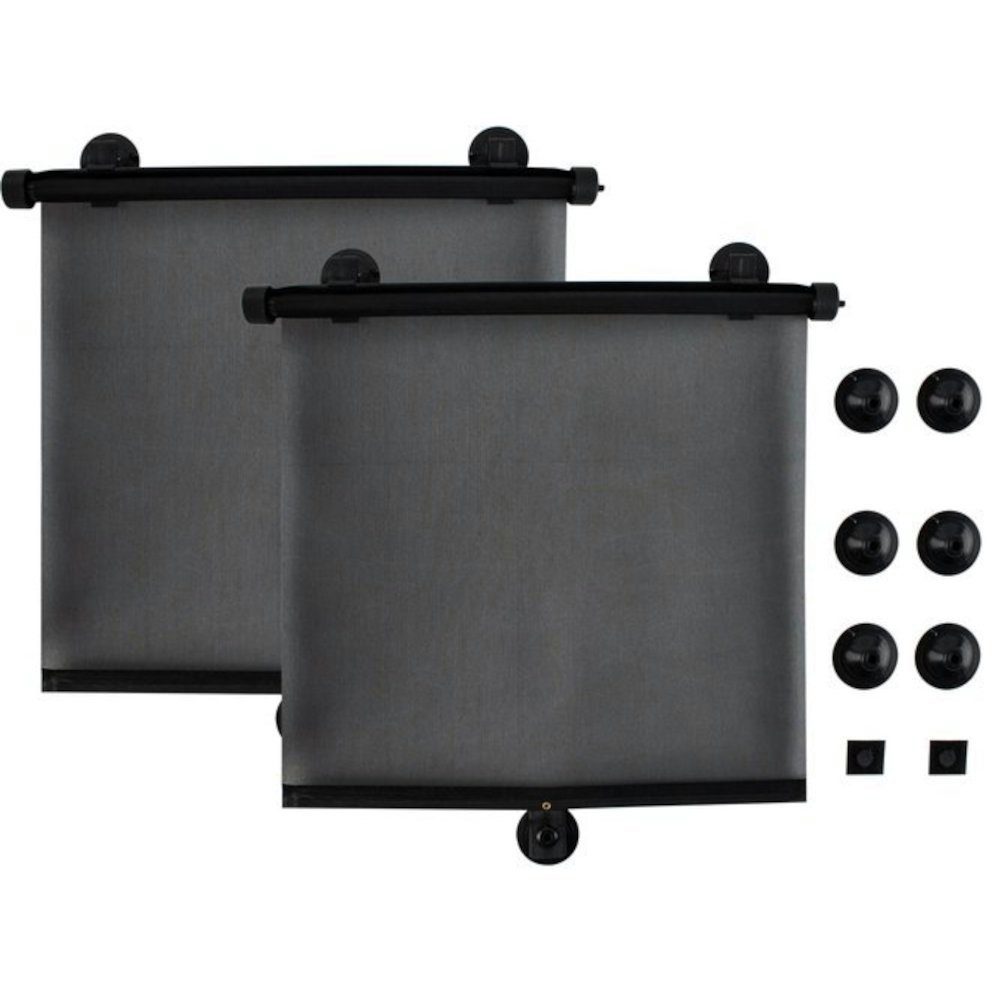 ISO TRADE Autosonnenschutz Sonnenschutz, 40 x 47 cm, (KFZ Sonnenschutzrollo, 8-St., Seitenschutz Sonnenblende), schwarz Xtrobb