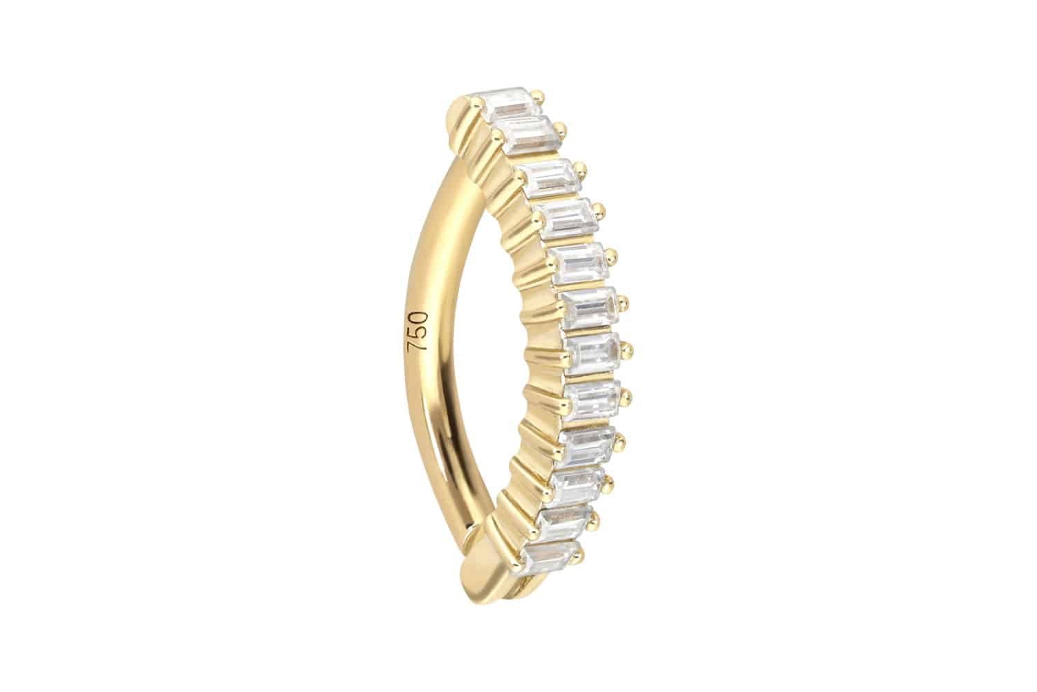 PIERCINGLINE Bauchnabelpiercing 18 Karat Gold Bauchnabelclicker BOGEN + EINGEFASSTE (Clicker, 1-tlg)