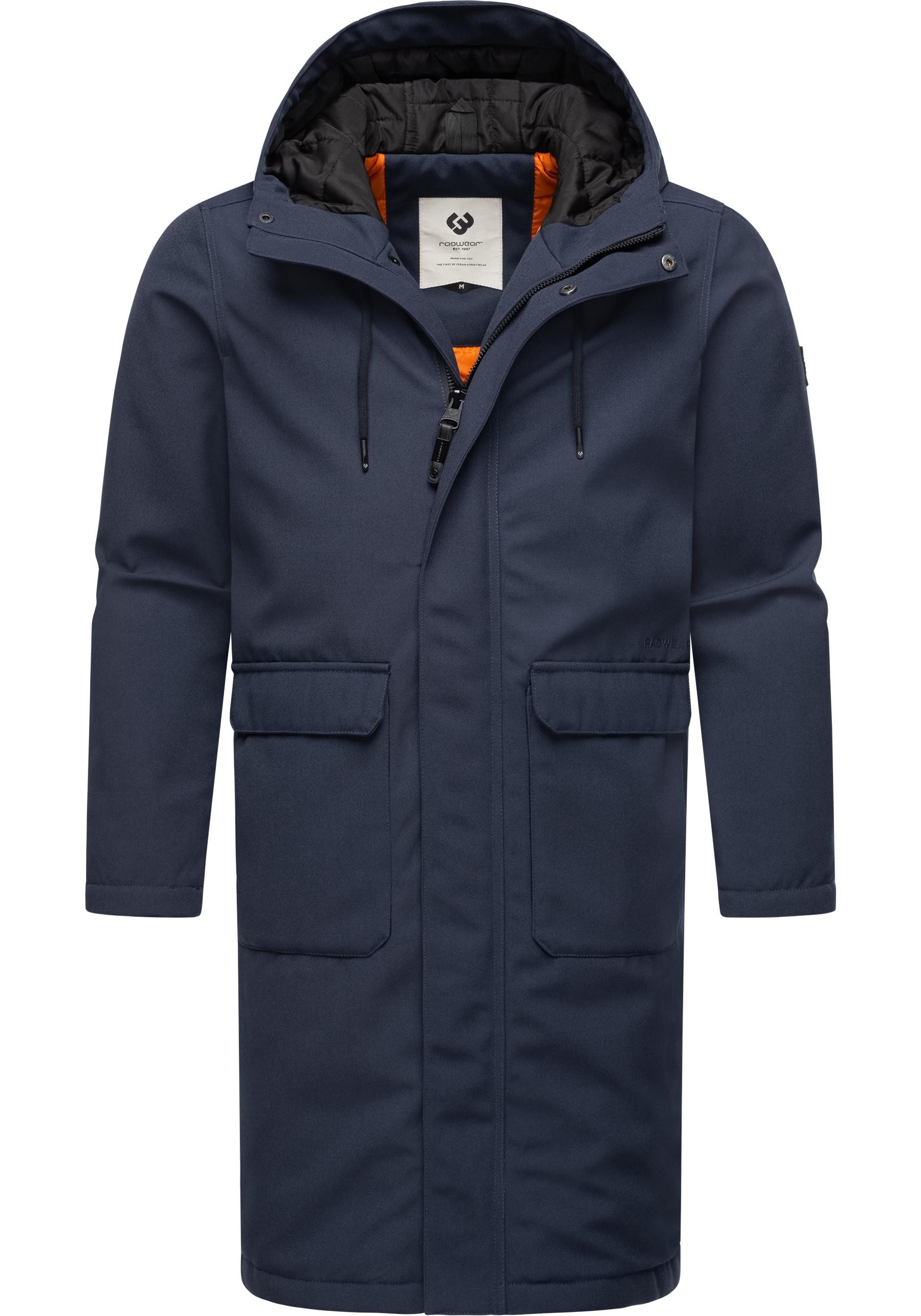Ragwear Wintermantel Mr Them Long lange wasserdichte Herren Winterjacke mit Kapuze