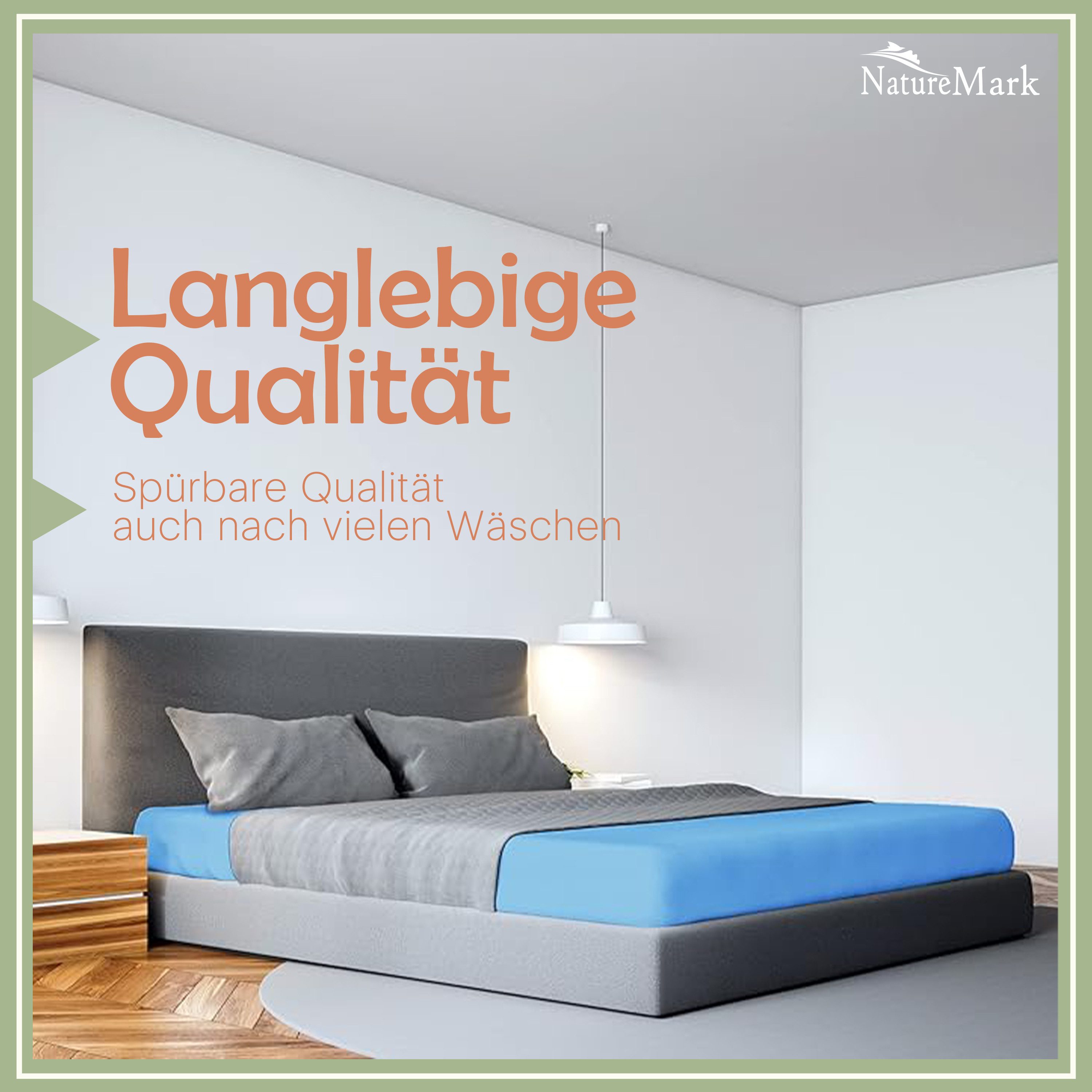 NatureMark Spannbettlaken Mikrofaser Spannbetttuch, Polyester, Gummizug: rundum, viele Größen und Farben Markenware, 90x200cm, Hell blau – Bild 4 von 5