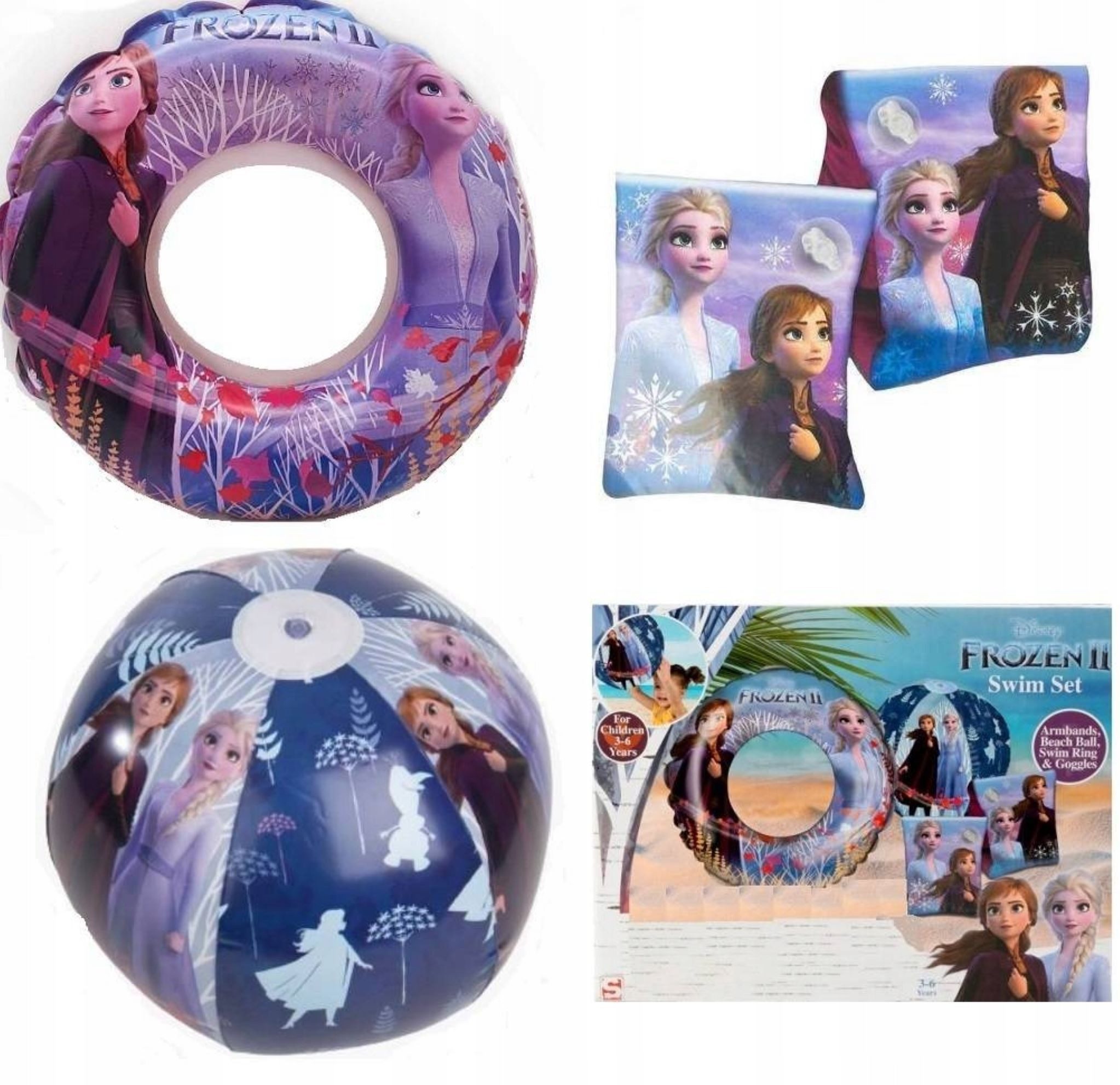 SAMBRO Schwimmring Disney Die Eiskönigin Schwimmset Elsa : Ärmel, Ring, Ball - 3-in-1 Set