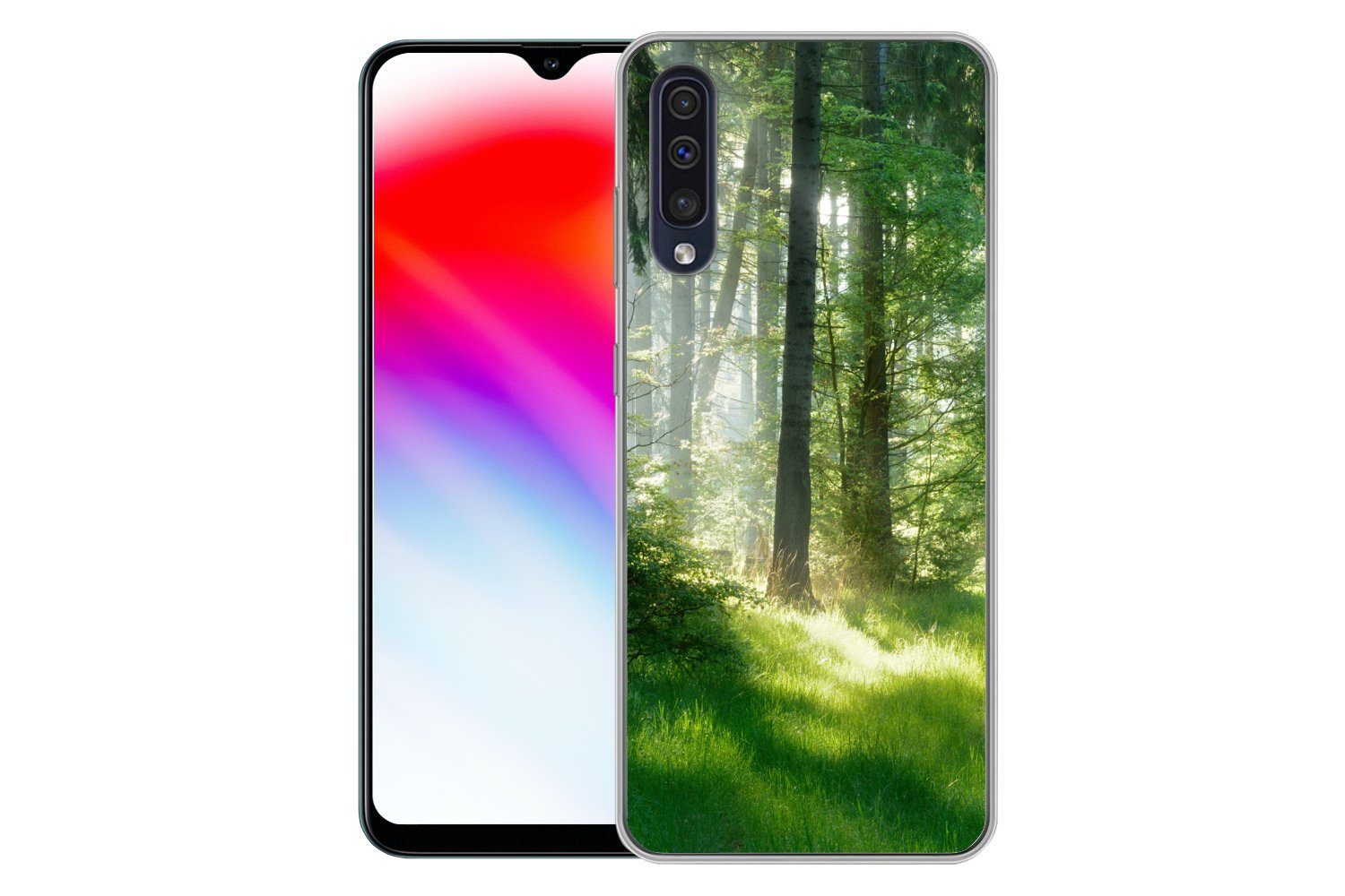 MuchoWow Handyhülle für Samsung Galaxy A30s Natur - Bäume - Wald - Grün - Sonne - Gras - P, Smartphone-Bumper, Print, Handy Schutzhülle Dünn