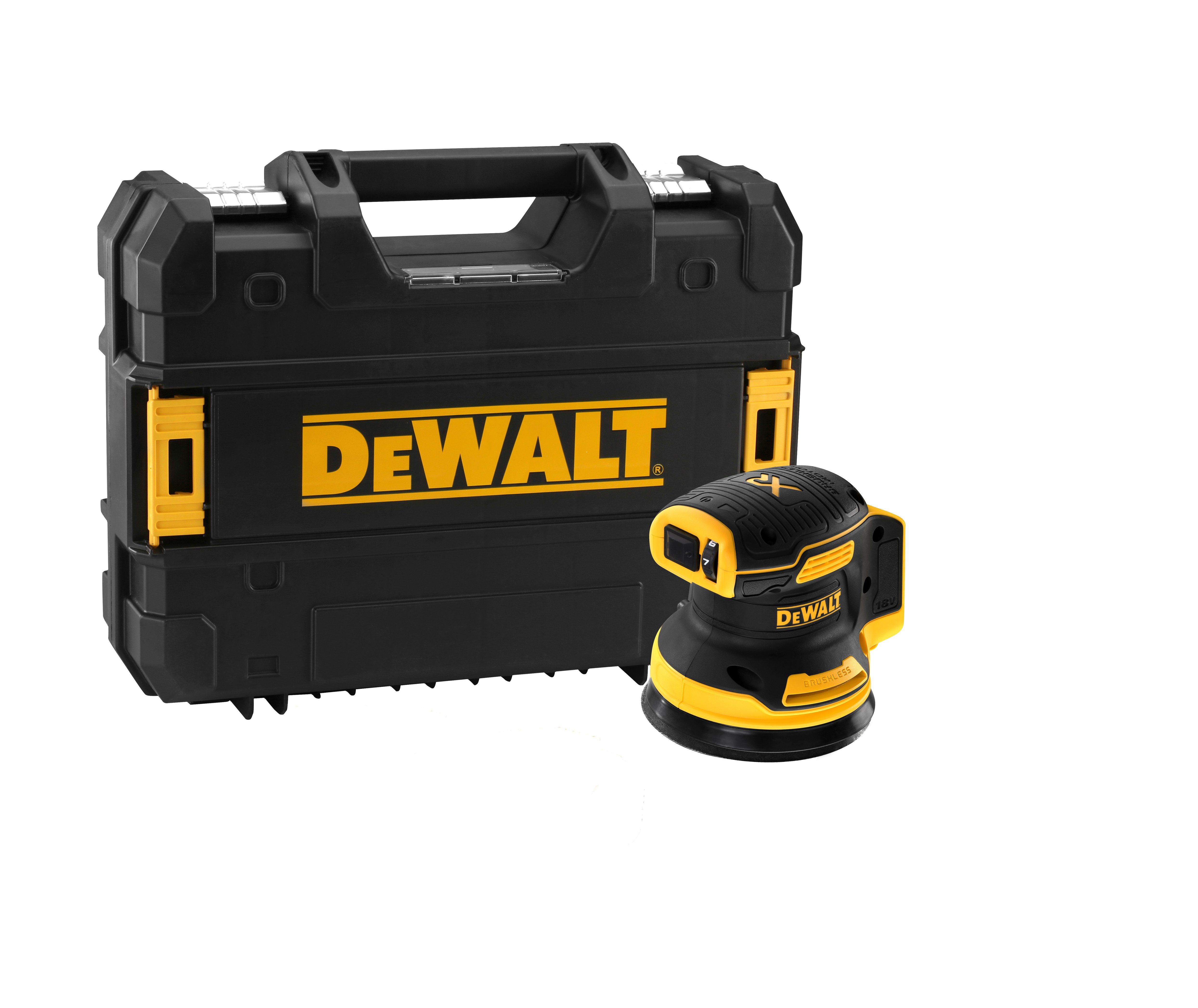 DeWalt Elektrowerkzeug-Set Akku, 2x DCB184-XJ T Akku-Exzenterschleifer, Tragetasche DCD777P1-QW STAK-Box Akku-Bohrschrauber, 18V/5Ah DCW210NT-XJ Systemschnellladegerät, 1x II