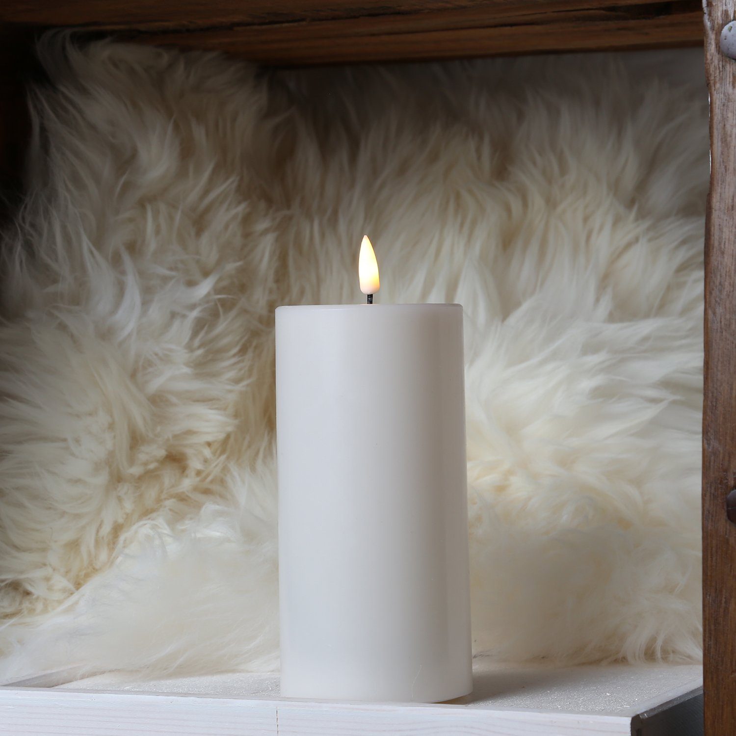 Deluxe Homeart LED-Kerze Mia Deluxe Echtwachs Wachsspiegel flackernd H: 15c günstig online kaufen