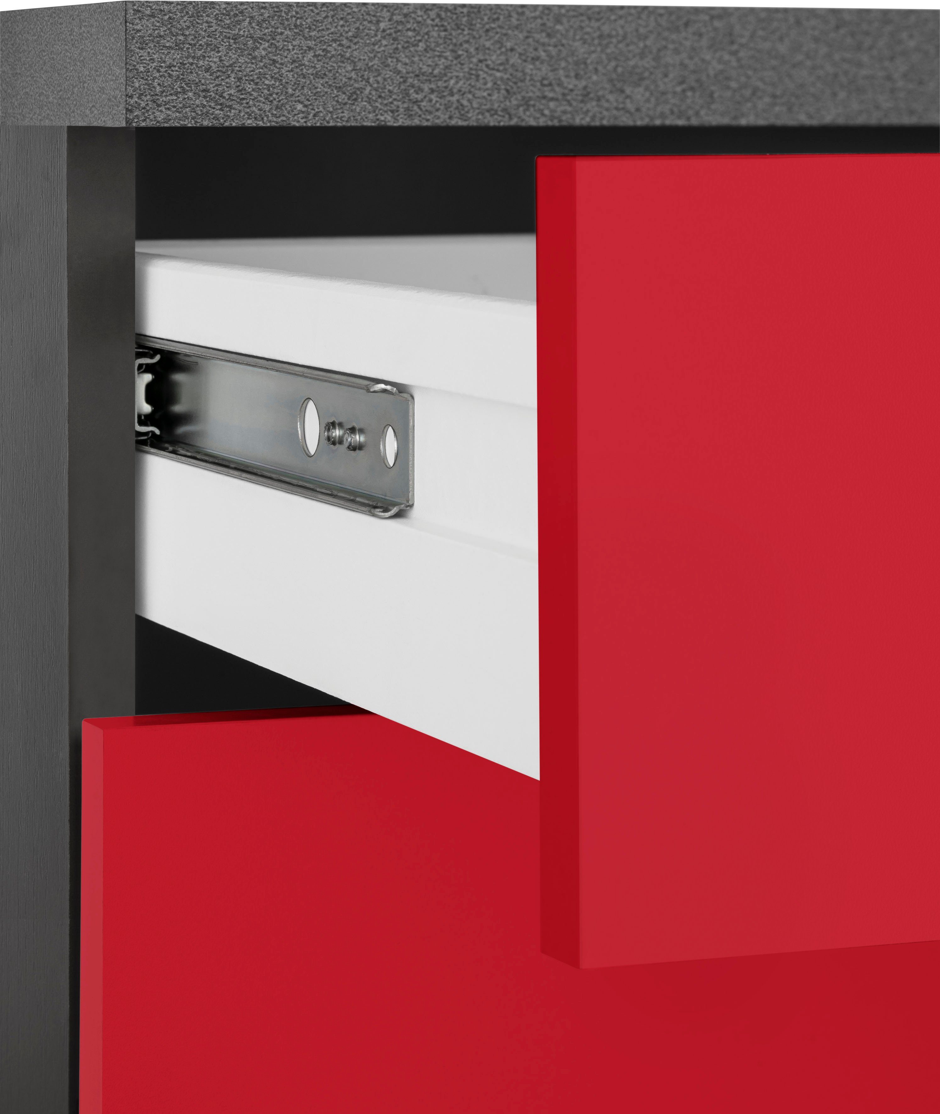 MÖBEL Küchenzeile rot/grafit cm, 290 Induktionskochfeld | mit Paris, E-Geräten, wahlweise grafit mit HELD Breite