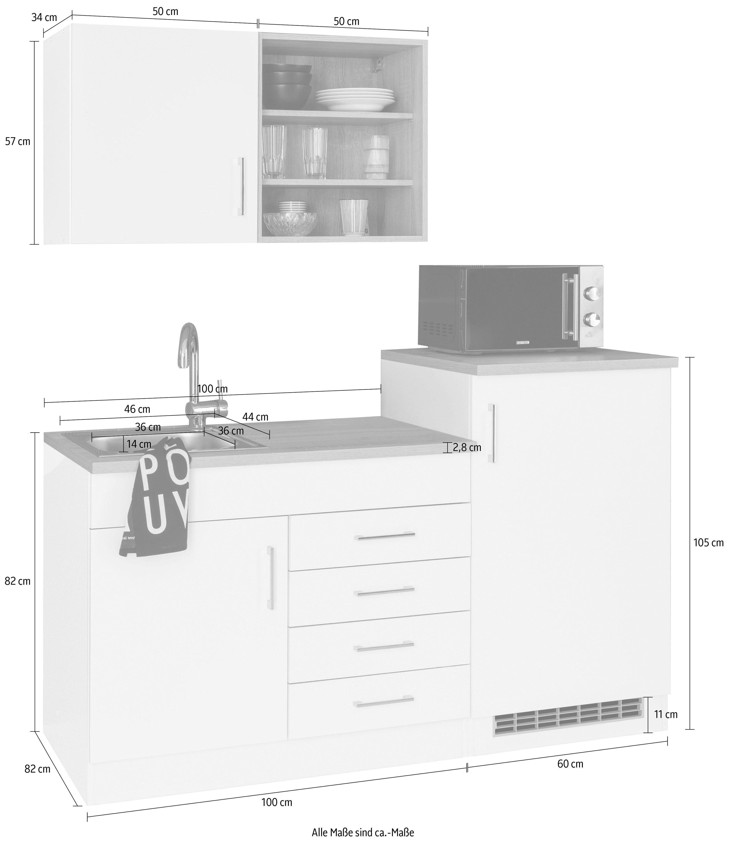 HELD 160 | weiß E-Geräten Küche MÖBEL cm, sonoma mit weiß | Mali, Breite weiß/weiß-eiche