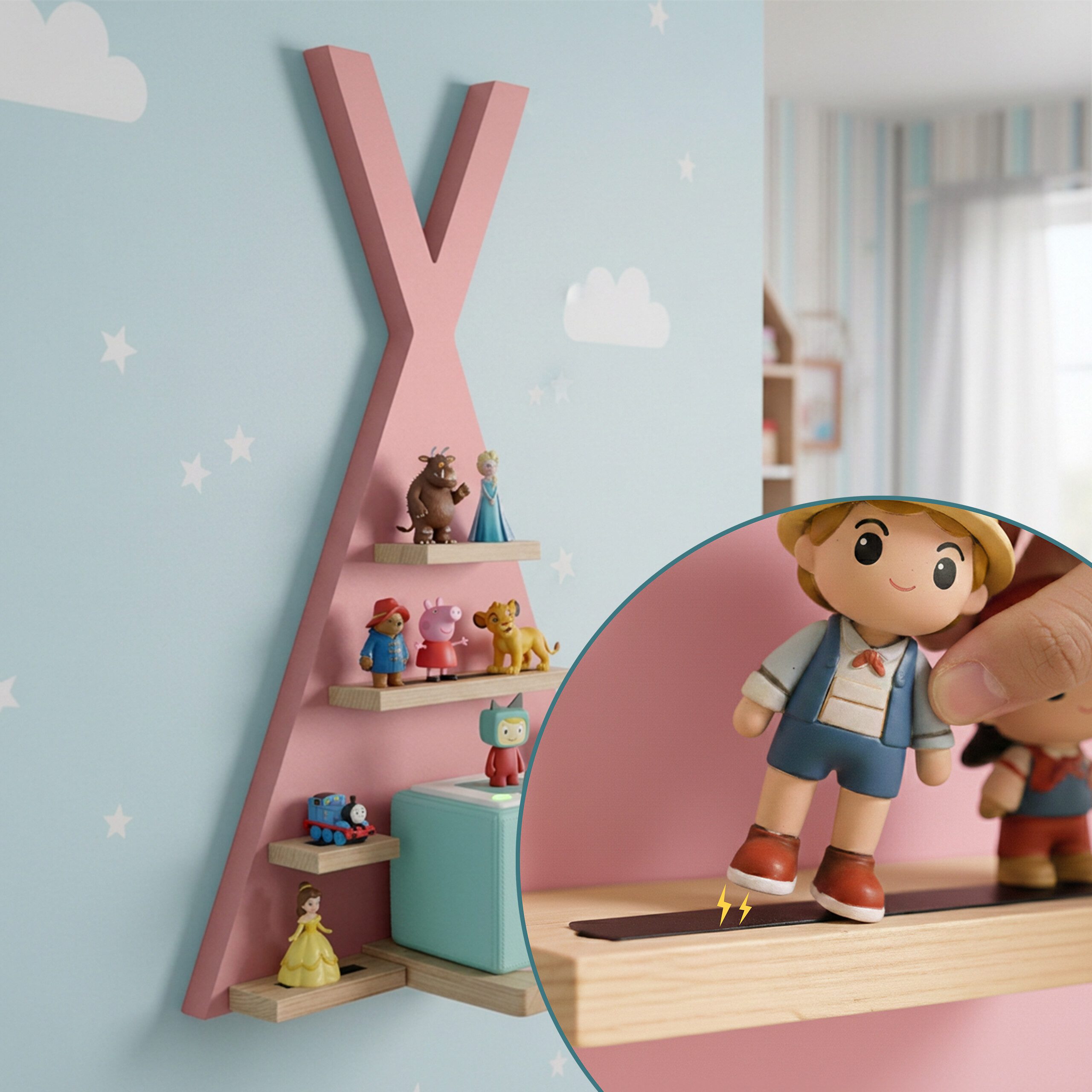 relaxdays Kinderregal Toniebox Regal Zelt, 1-tlg., rosa. – Bild 3 von 5