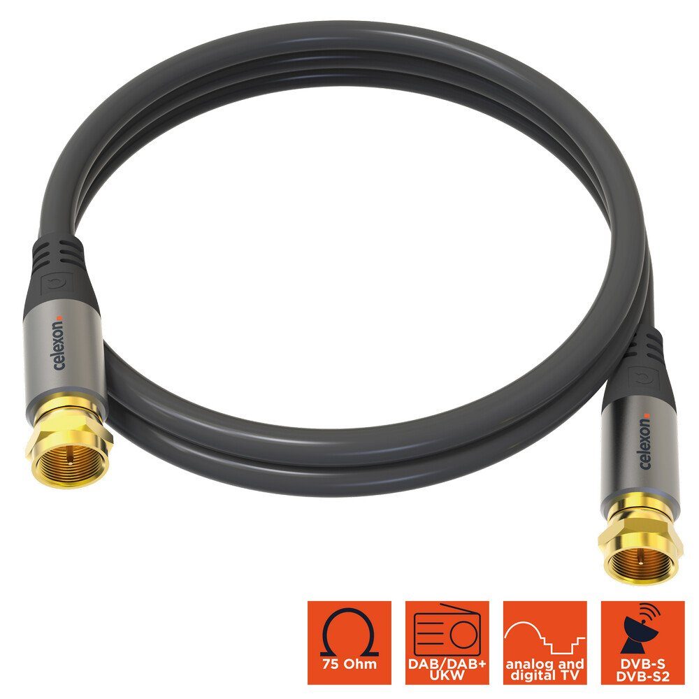 cm), Celexon Professional schwarz (1000 F-Stecker Line, 10,0m, Antennenkabel SAT-Kabel, Sat