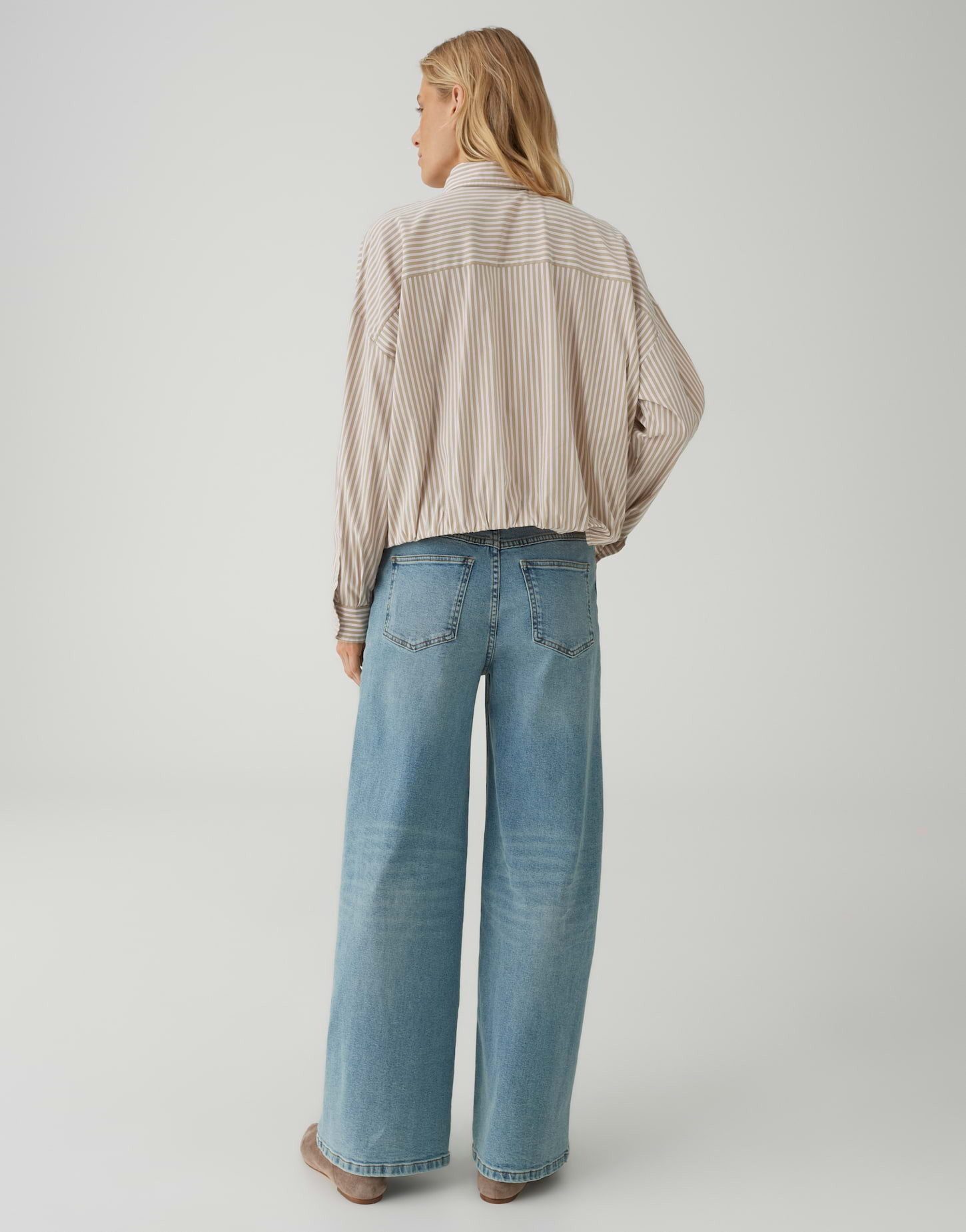 OPUS Langarmbluse FRESA aus BCI Cotton Mix Lockere Passform, ovaler Schnitt, überschnittene Schulter