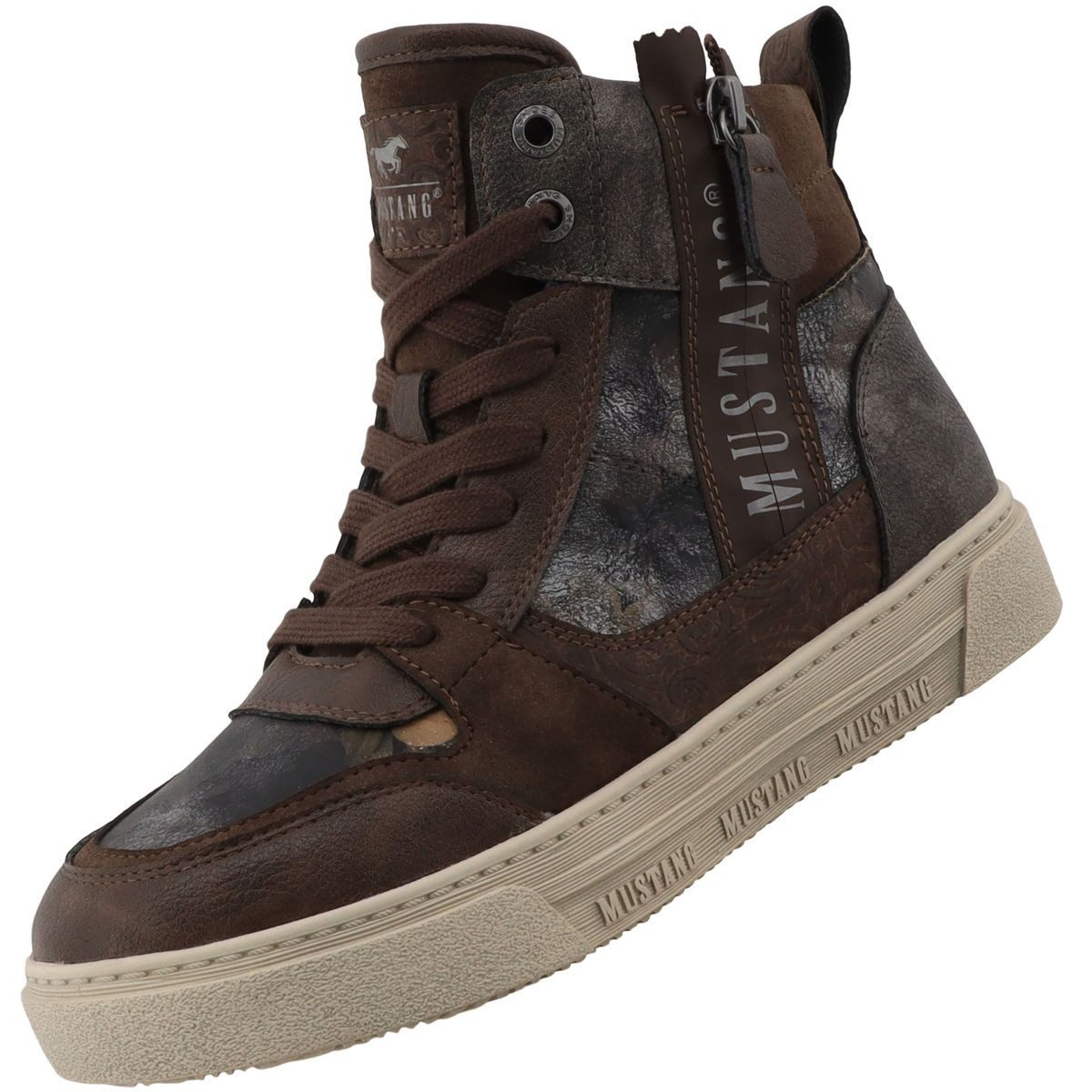 Mustang Shoes 15M0212022-mokka-multi Sneaker Kurz-Stiefel mit floraler Optik