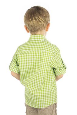 OS-Trachten Trachtenhemd Lafoa Langarmhemd Jungen mit aufgesetzter Brusttasche mit Hirsch-Stickerei