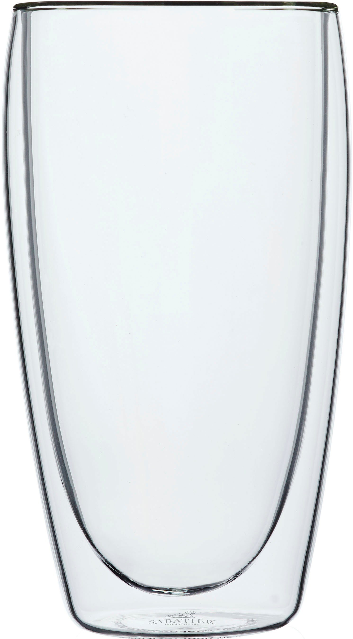 SABATIER International Latte-Macchiato-Glas Brasserie, 2-tlg., Borosilikatglas, Mundgeblasen, 300 ml, hitze- & kältebeständiges Borosilikatglas