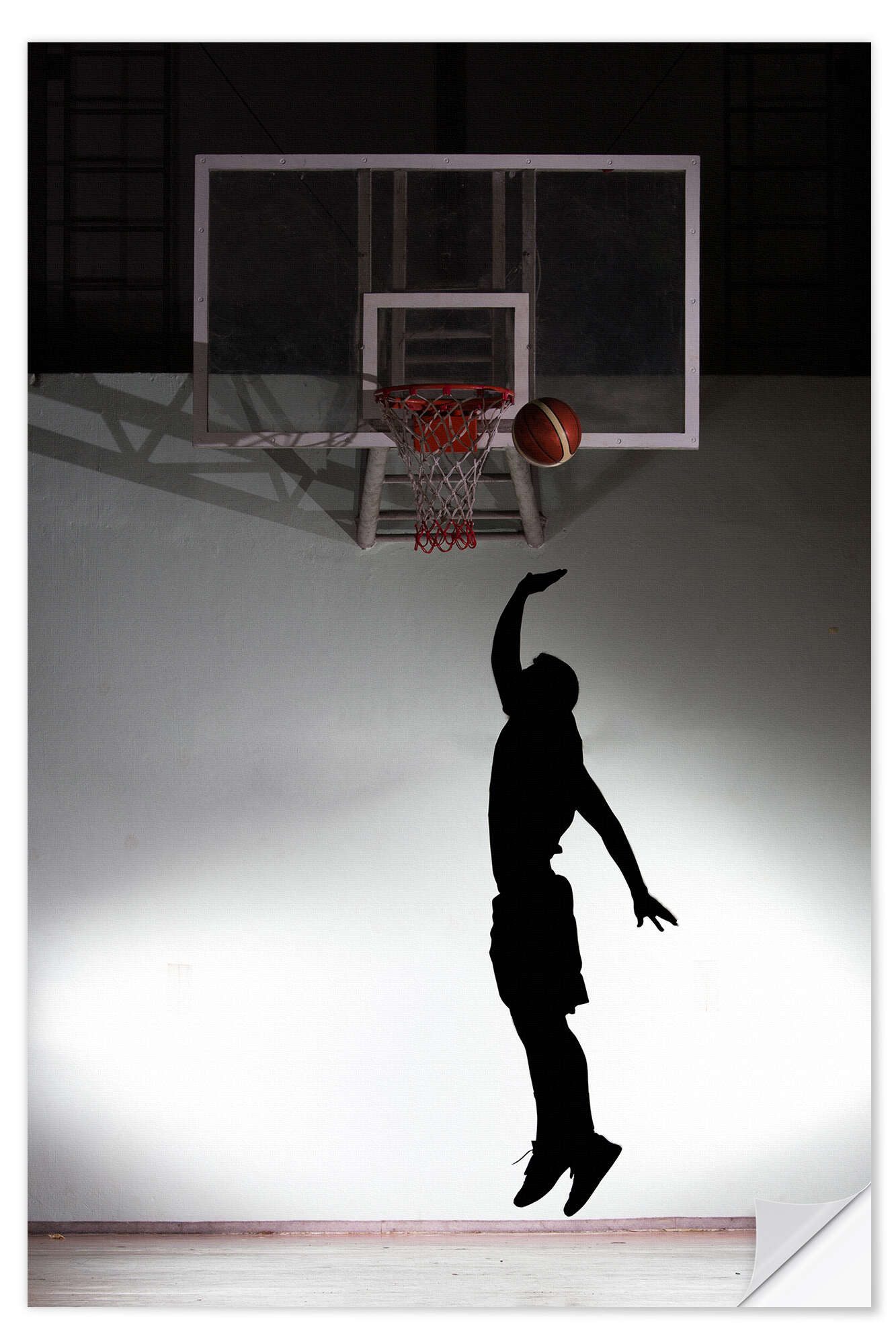 Posterlounge Wandfolie Editors Choice, Silhouette eines Basketballers, Fitnessraum Fotografie