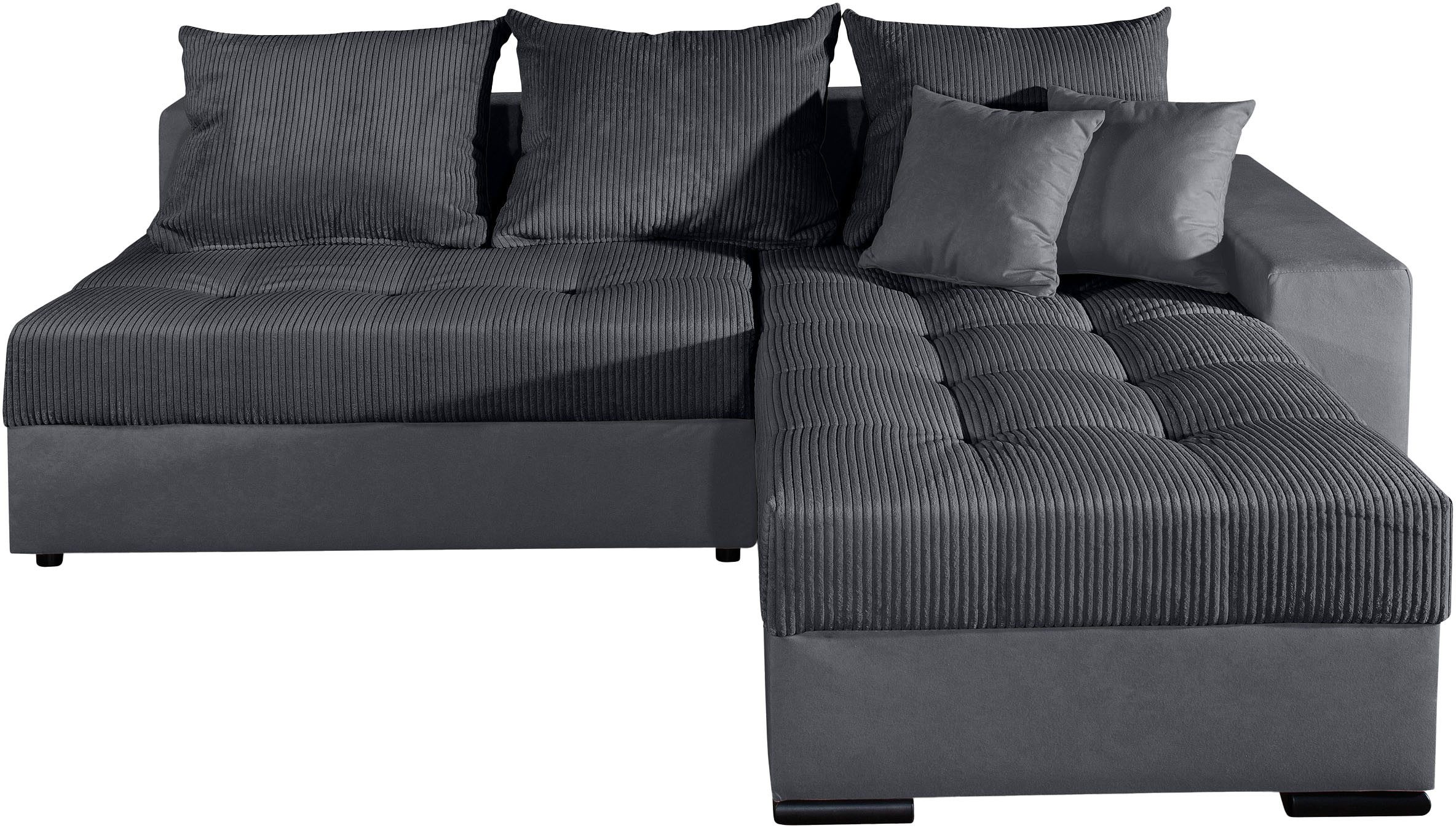 COLLECTION AB Ecksofa Josy L-Form, B: 214 cm in Cord, Cord-Mix, mit Bettfunktion, Bettkasten & 2 Zierkissen, Federkern
