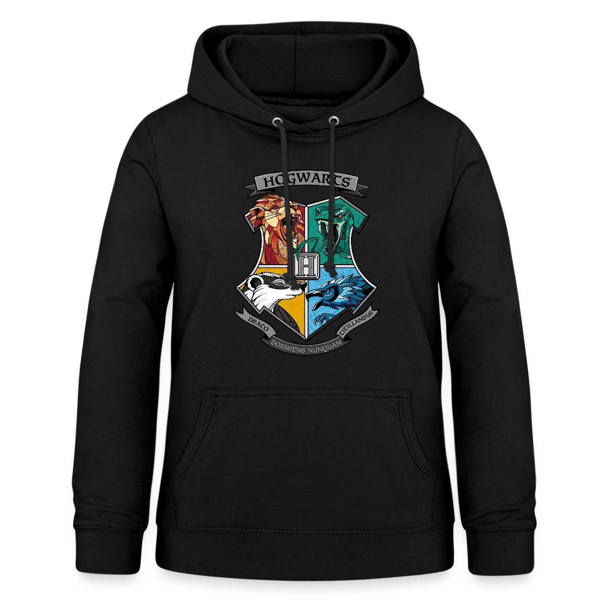 Spreadshirt Hoodie Harry Potter Hogwarts Logo Tiere Der Häuser Damen Hoodie (1-tlg)