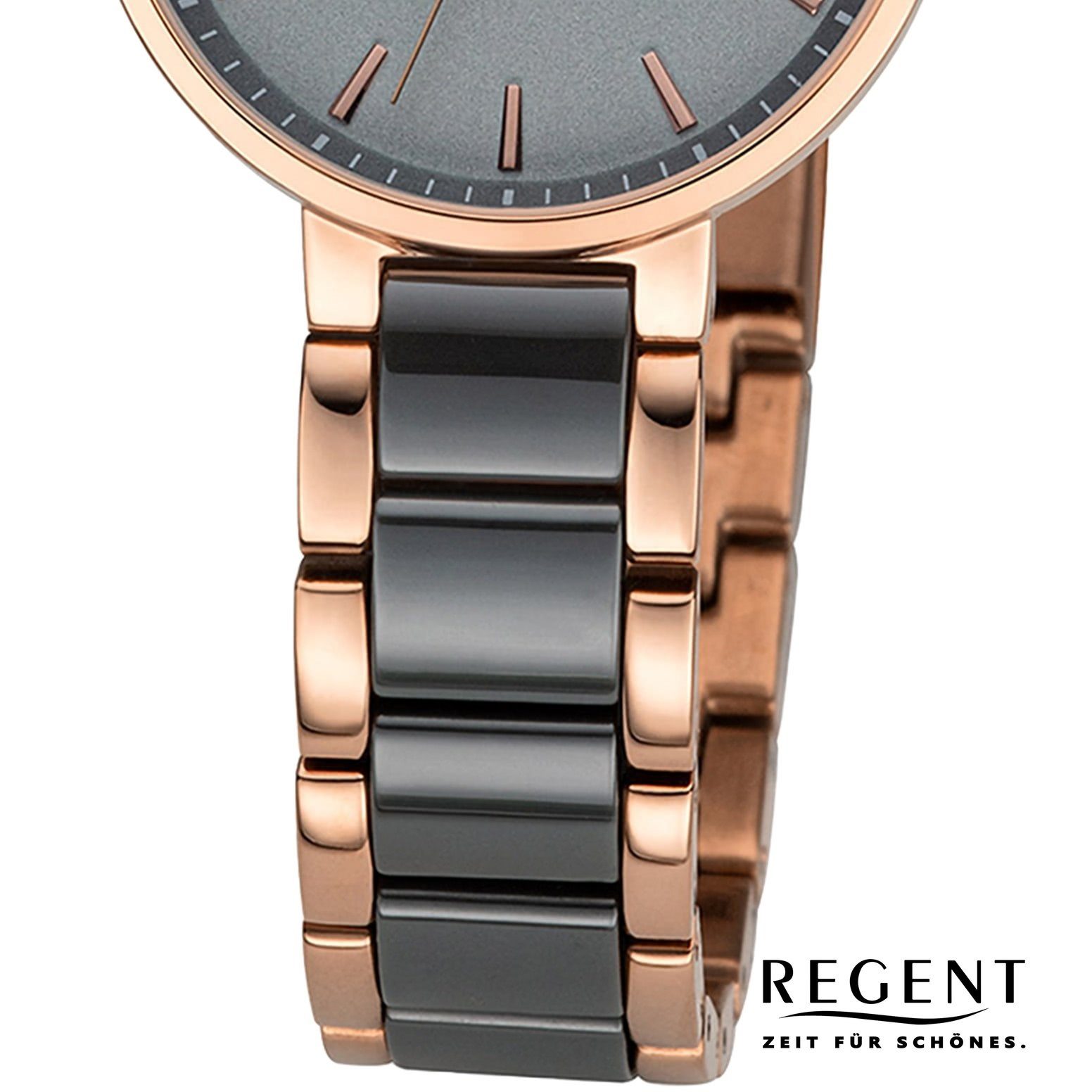 Quarzuhr Armbanduhr Damen Regent Analog, extra Armbanduhr Keramikarmband rund, Damen Regent (ca. 30mm), groß