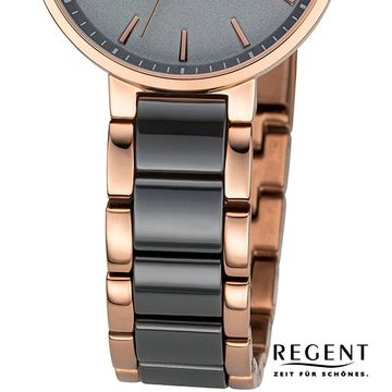 Regent Quarzuhr Regent Damen Armbanduhr Analog, (Analoguhr), Damen Armbanduhr rund, extra groß (ca. 30mm), Keramikarmband