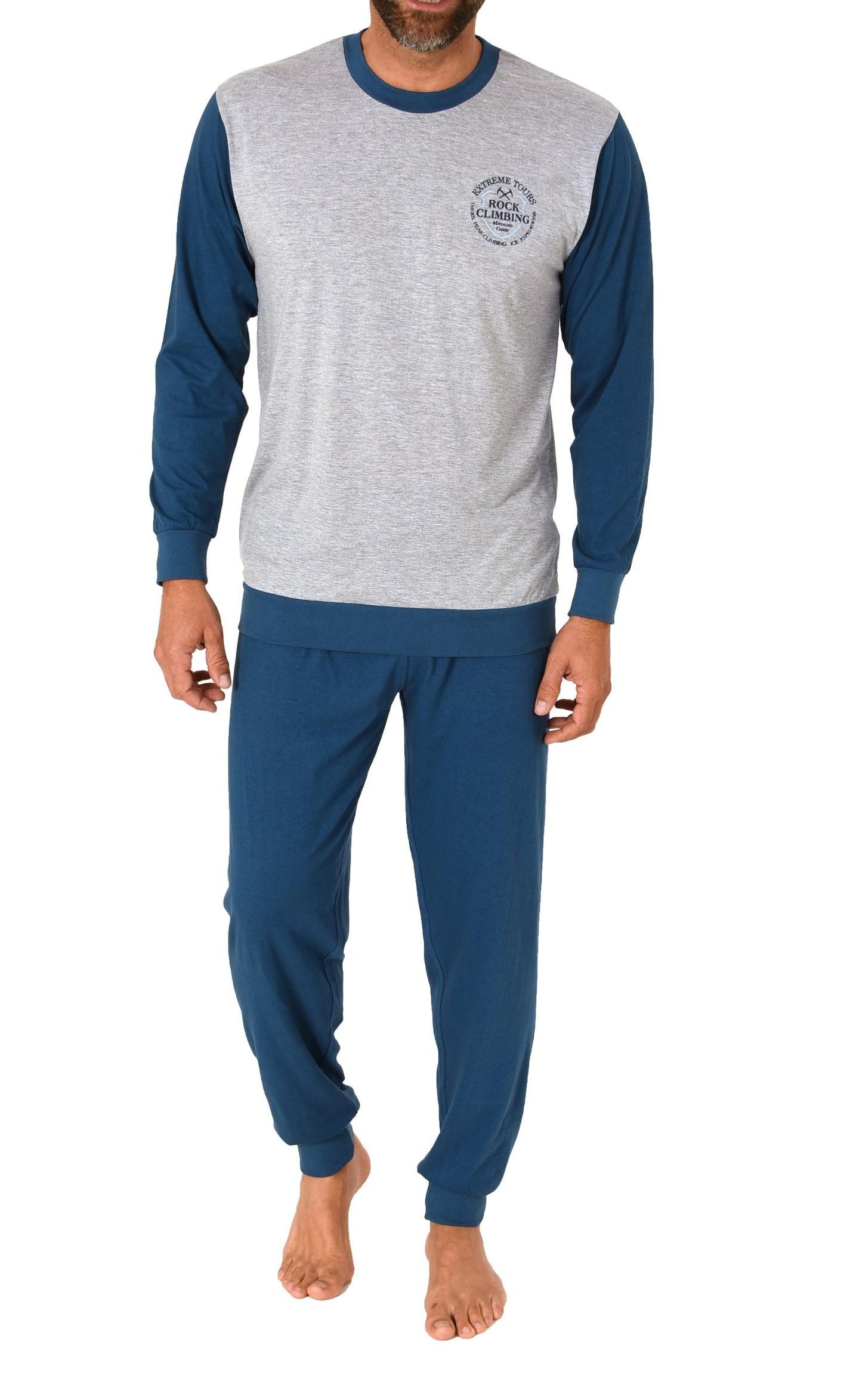 Pyjama Normann Herren langarm Schlafanzug mit Bündchen in eleganter Optik
