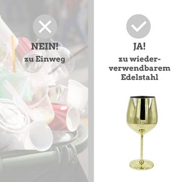 wisefood Cocktail-Set Edelstahl Weinglas gold 500ml