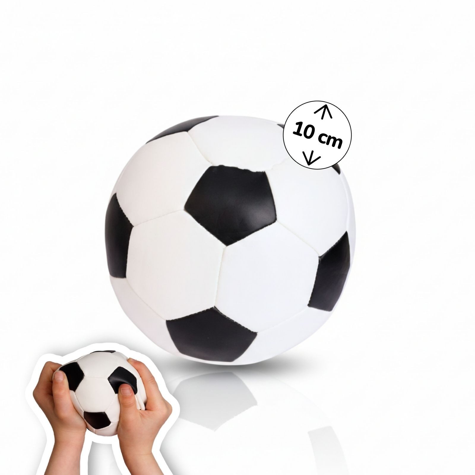 alldoro Softball klein, 10 cm im schwarz-weißen Fußball-Design für Kinder ab 0 Jahren, Kinderball, extra weich und leicht, Ballspiele für drinnen & draußen