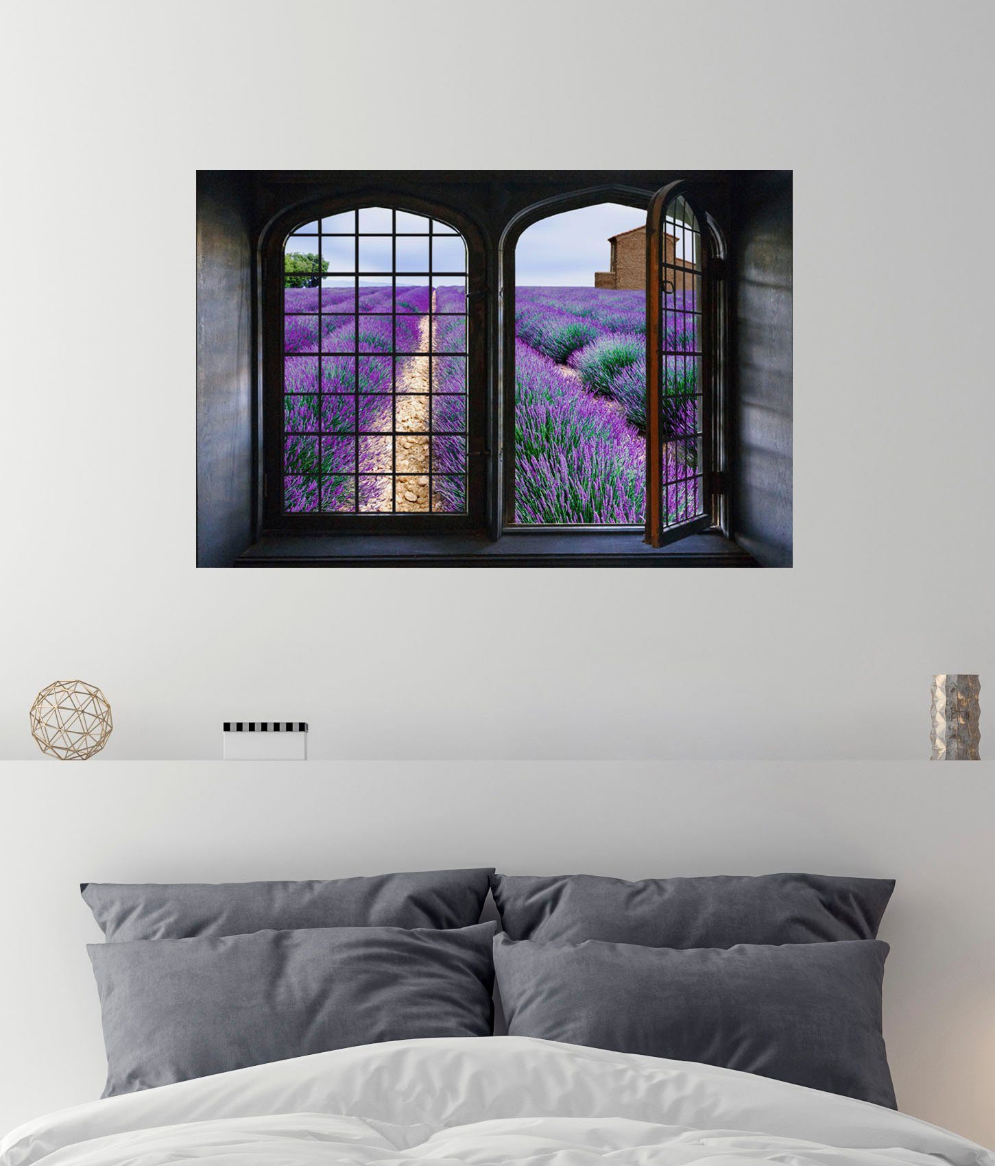 queence Wandsticker Lavendel, Wandsticker, Wandbild, selbstklebend, 3D, Fenster