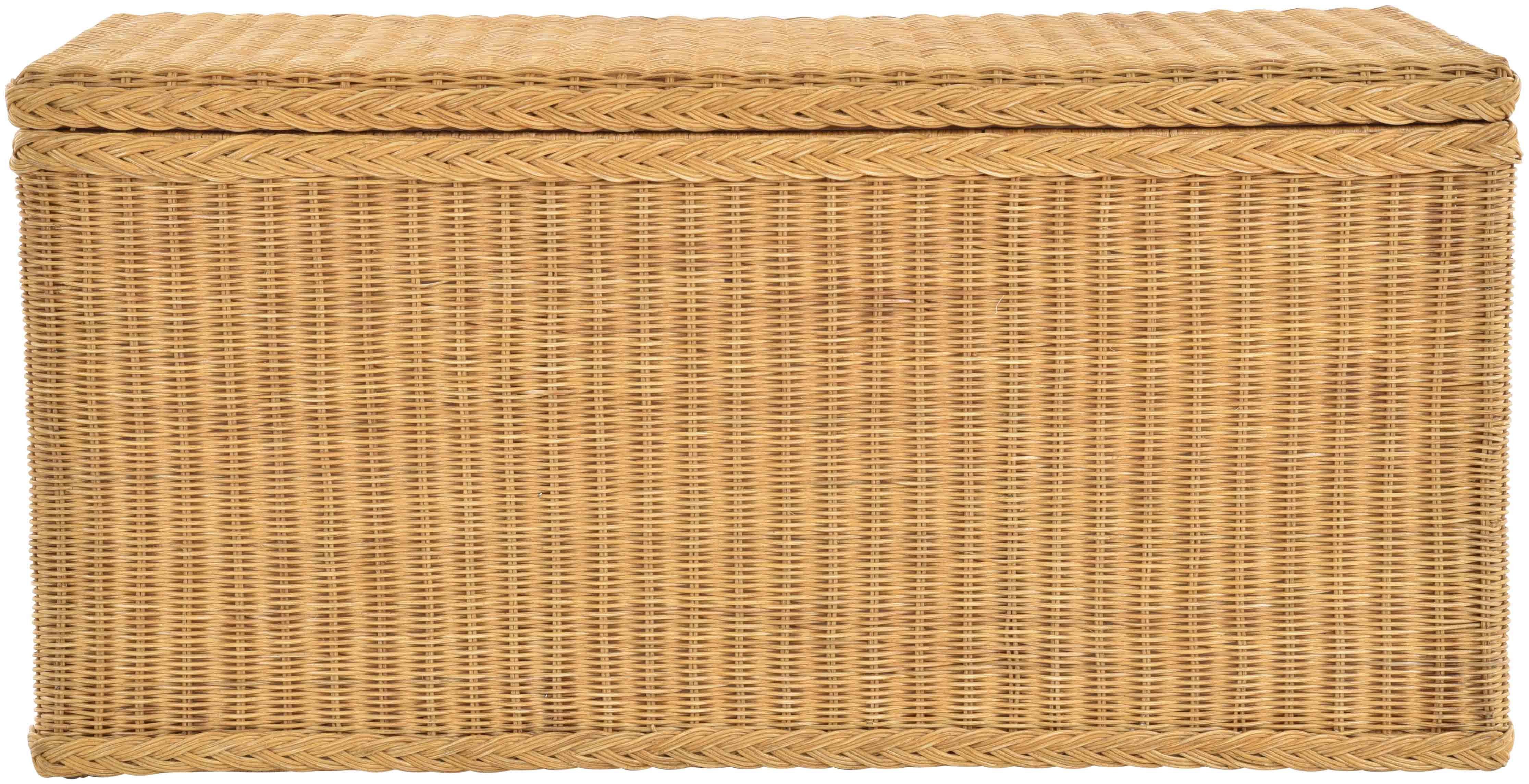 Truhe Deckel mit Aufbewahrung Krines XXL 115x55x55cm Honig Truhe, Wäschetruhe Rattan MAX Rattantruhe Große Home Natur