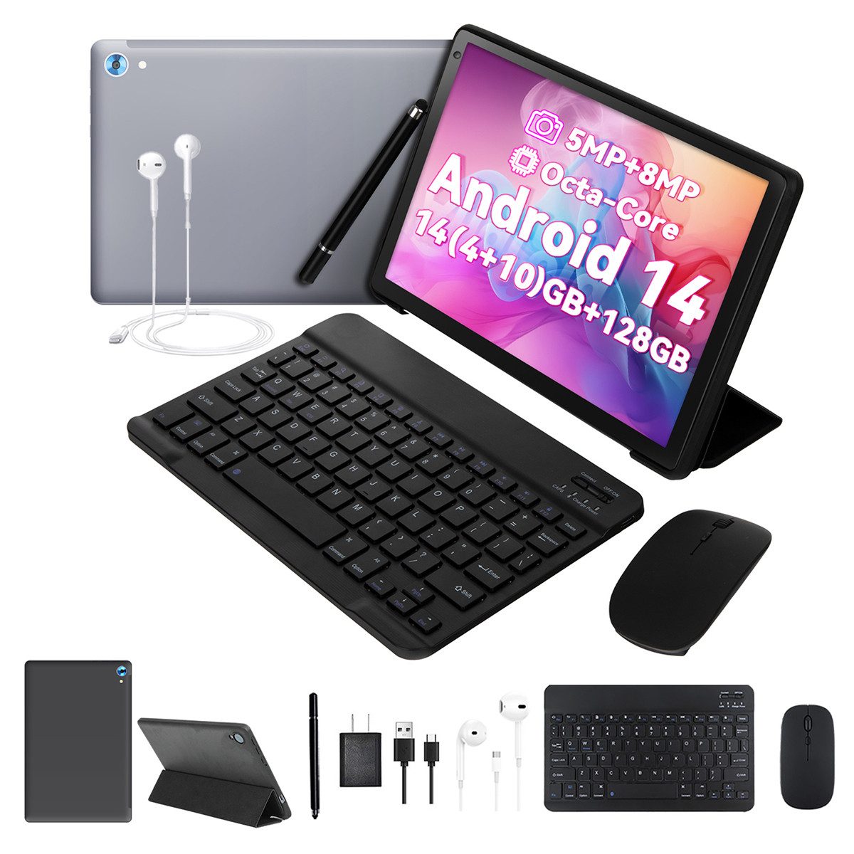Octa-Core-Prozessor, 1280 * 800 IPS HD 14GB RAM 128GB ROM 8-in-1 Kit Tablet